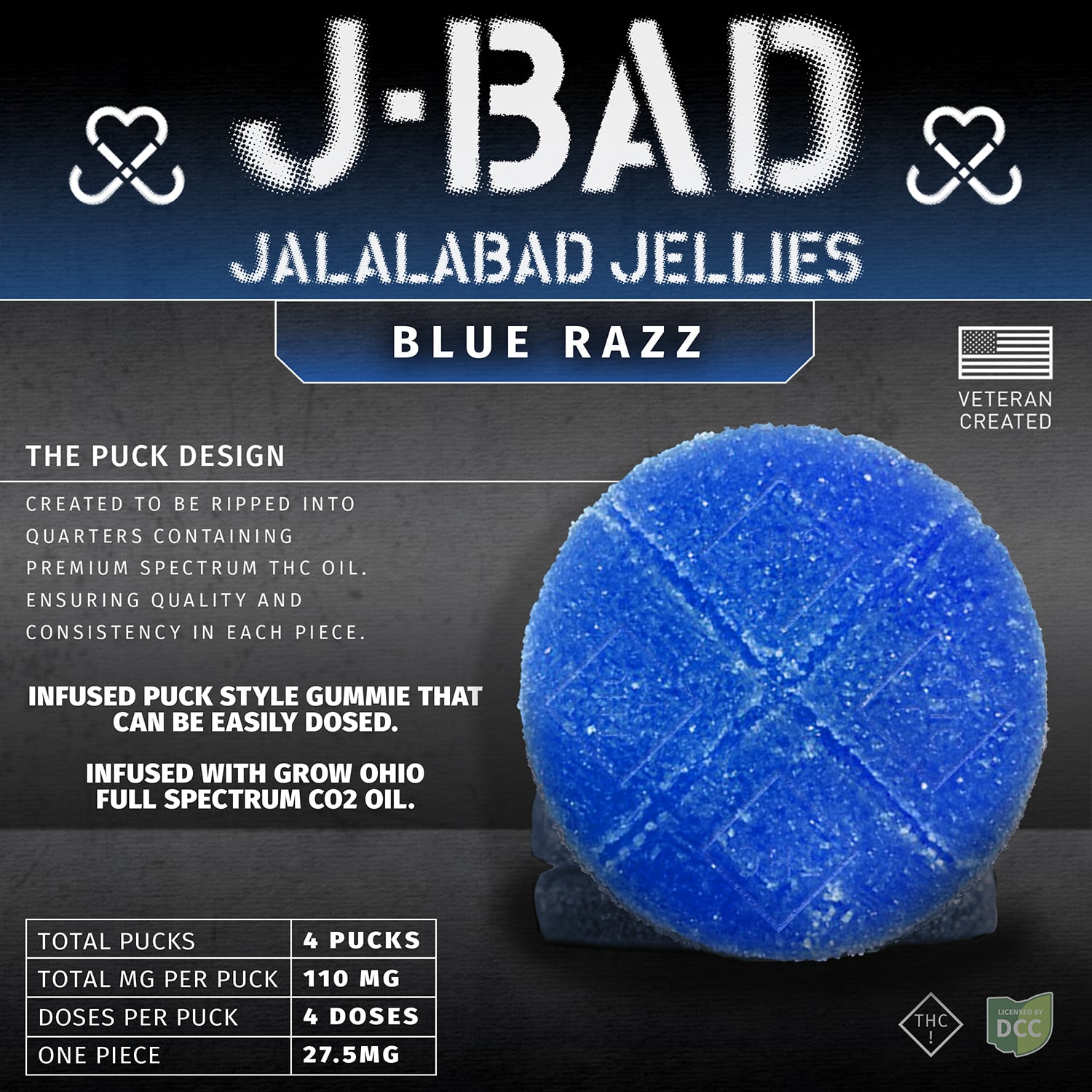 JBAD - BLUE RAZZ SOUR - GUMMIES - [440MG] - 16PK