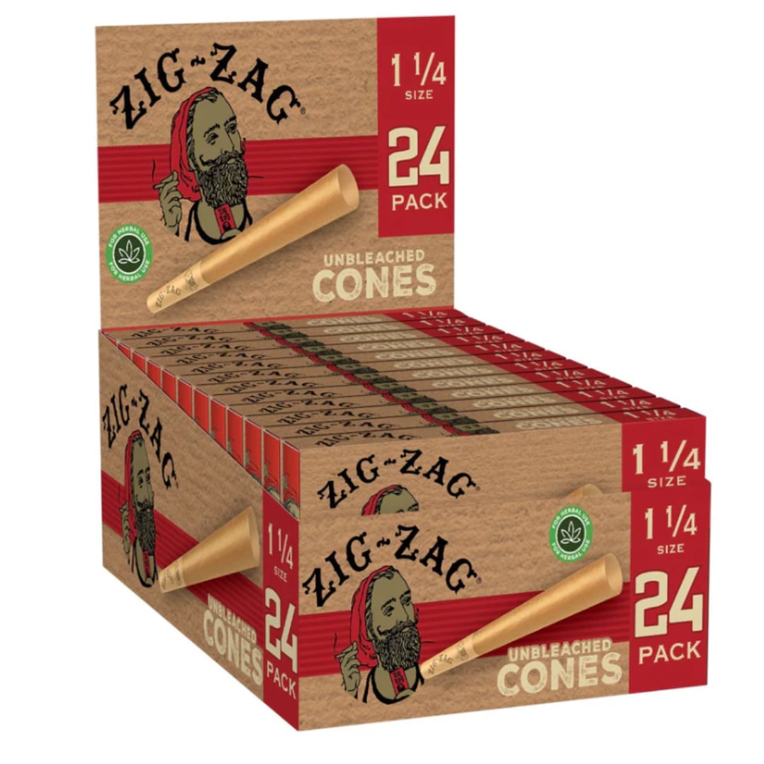 ZIG ZAG - UNBLEACHED PREROLLED CONES 1 1/4" - 24PK