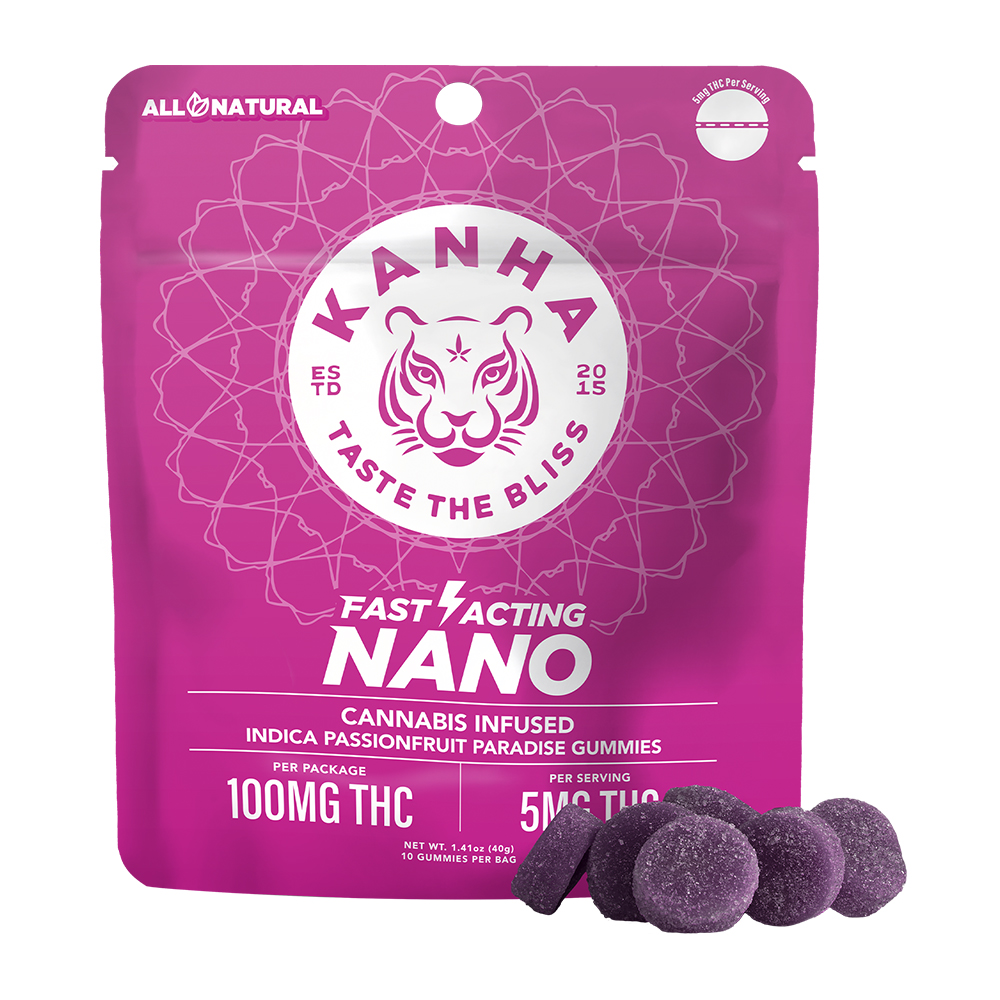 Kanha - NANO Indica Passionfruit Paradise Gummies (100mg 10pk)