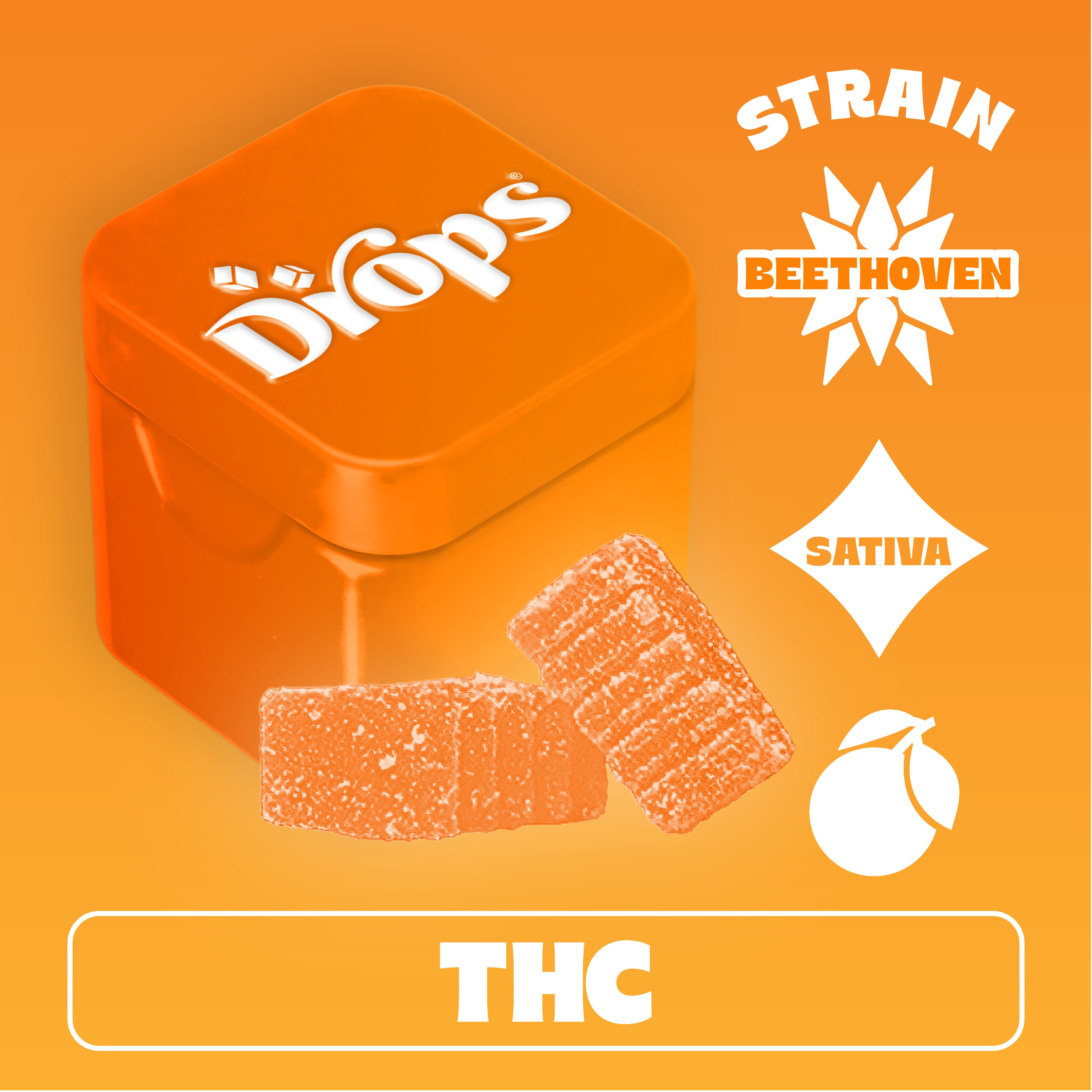 Orange - 2pc - Beethoven - Sativa (100mg THC)