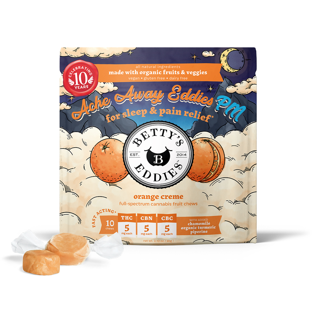 Betty's Eddies - Orange Creme Ache Away Eddies PM Chews (50mg 10pk)