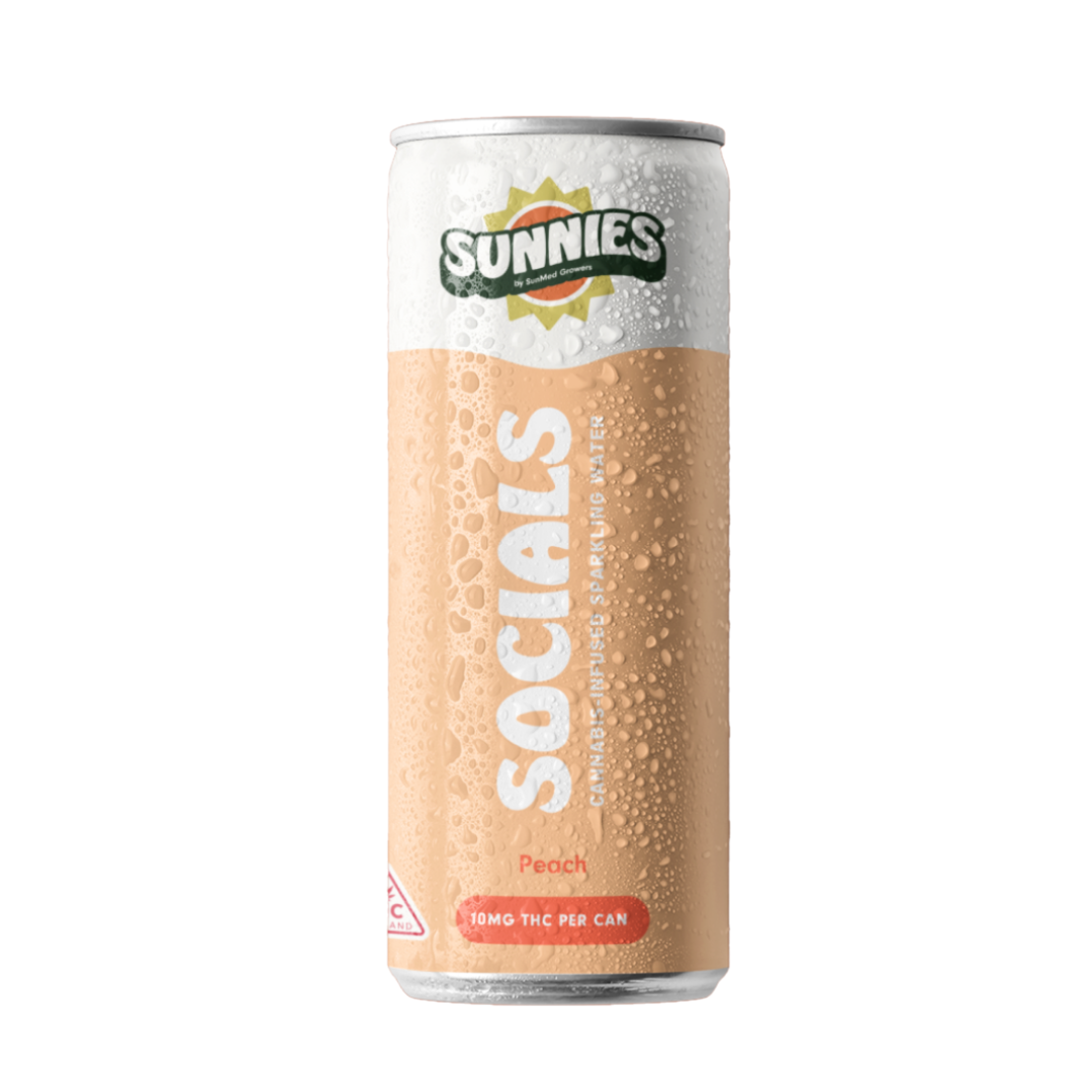 Socials - Peach Sparkling Water - 10mg THC - 12oz Can