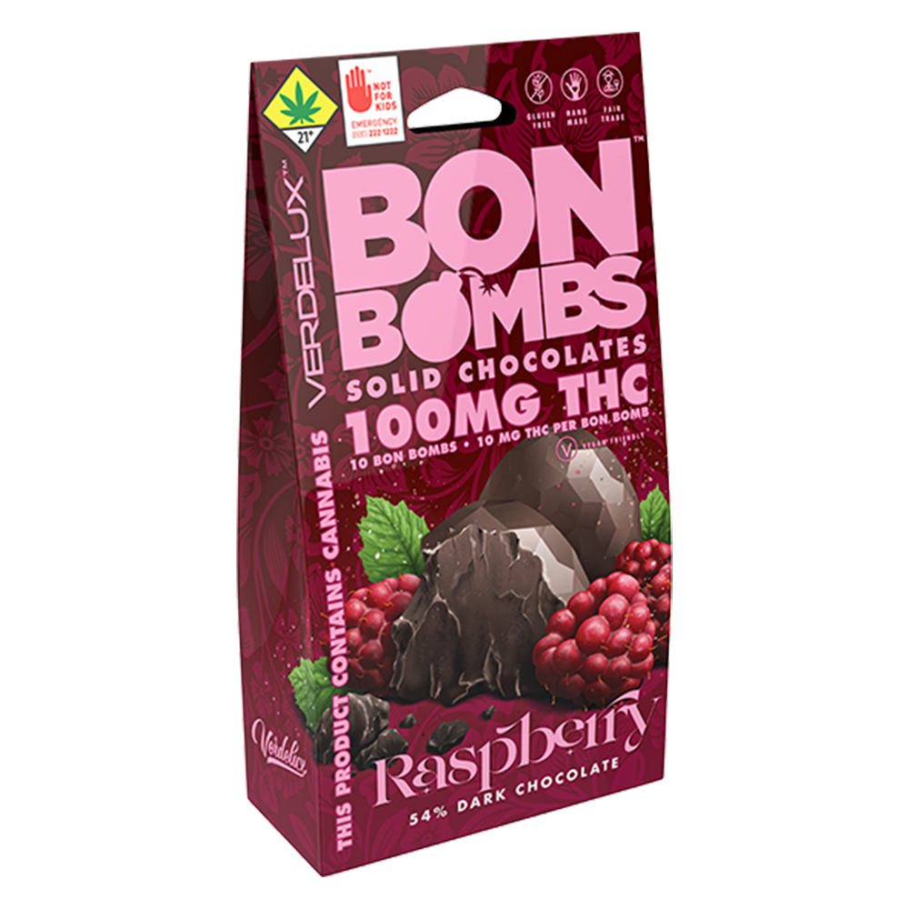 Shop Chocolate BON BOMBS Raspberry (DOHC) Edibles - Candy Mac 10pk