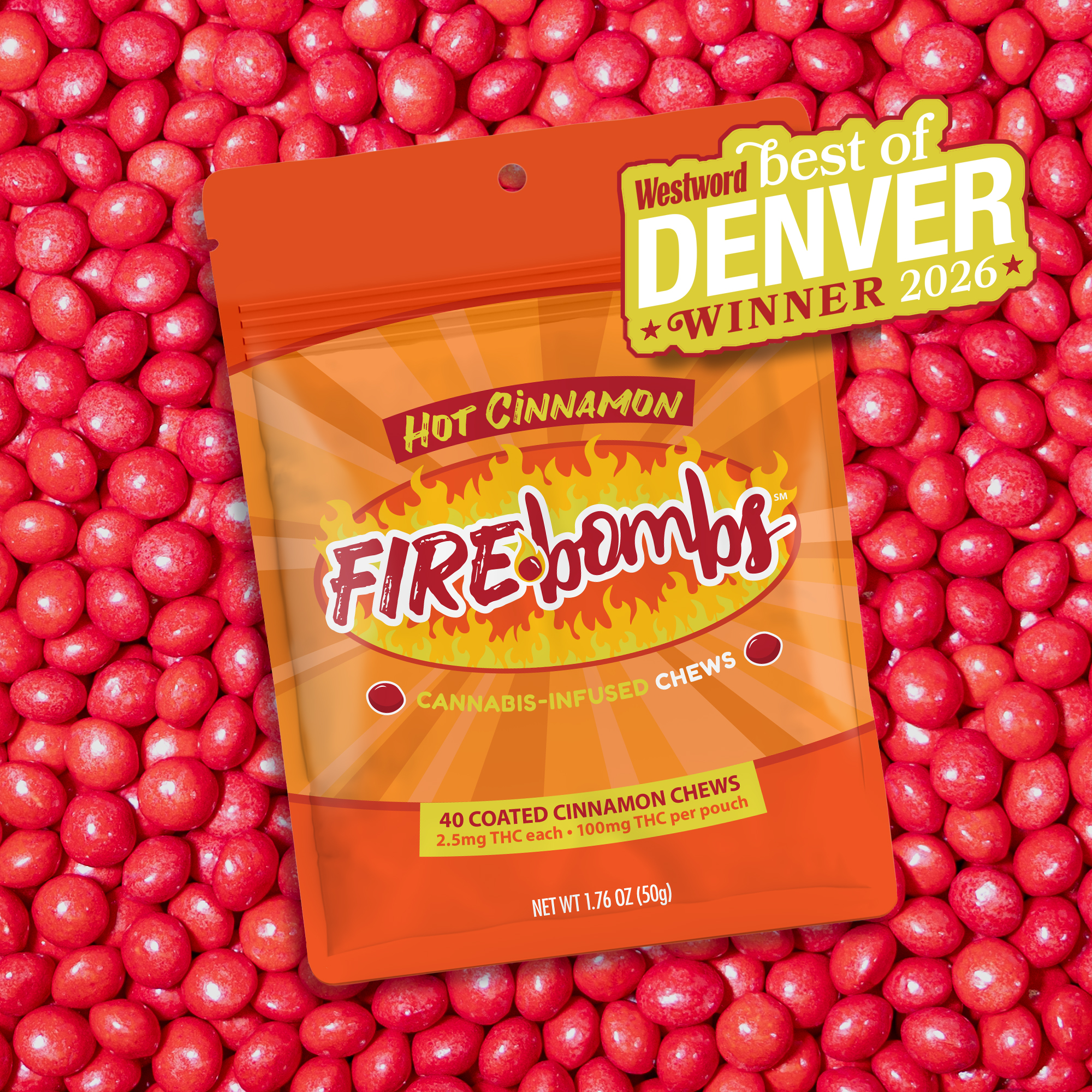 Fire Bombs Hot Cinnamon - 100mg THC (40pk / 2.5mg THC ea)