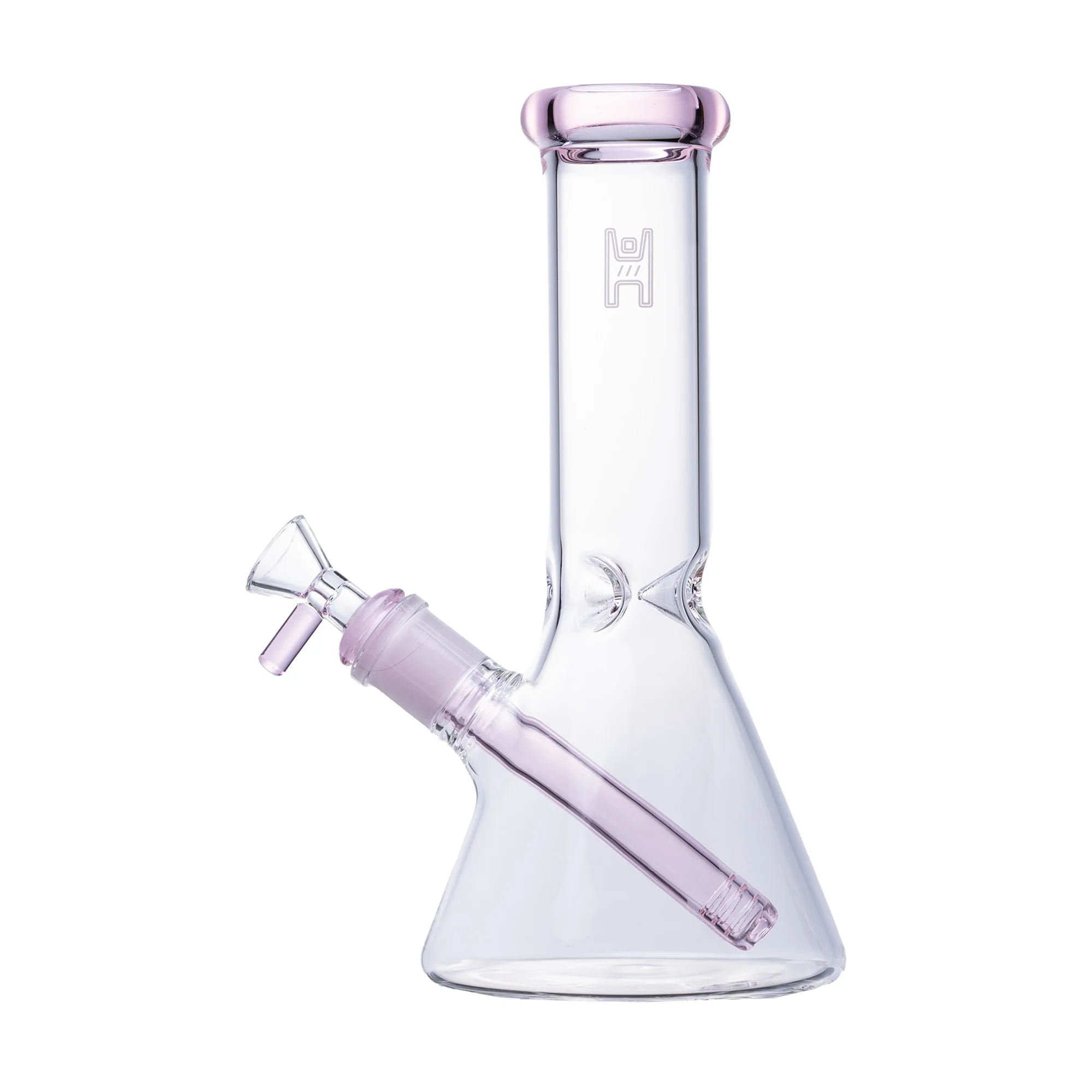 9" Beaker Water Pipe - Clear/Pink 9" Beaker Water Pipe - Clear/Pink