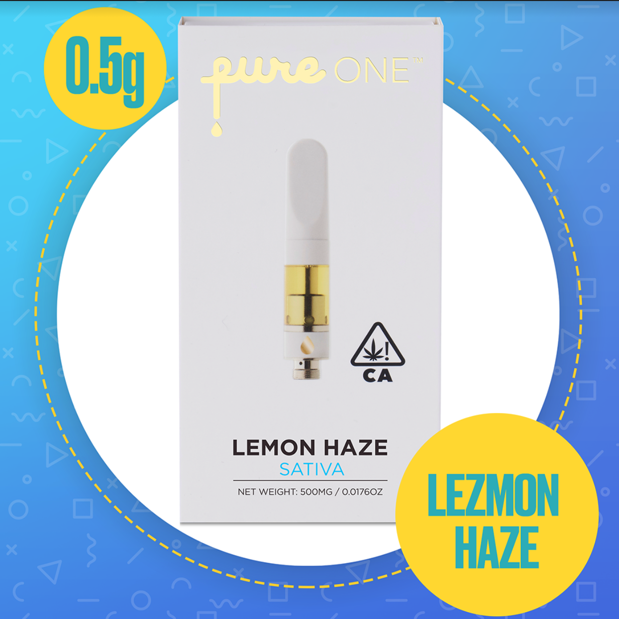 Pure One Lemon Haze [500mg] Pure Vape Cartridge Jane