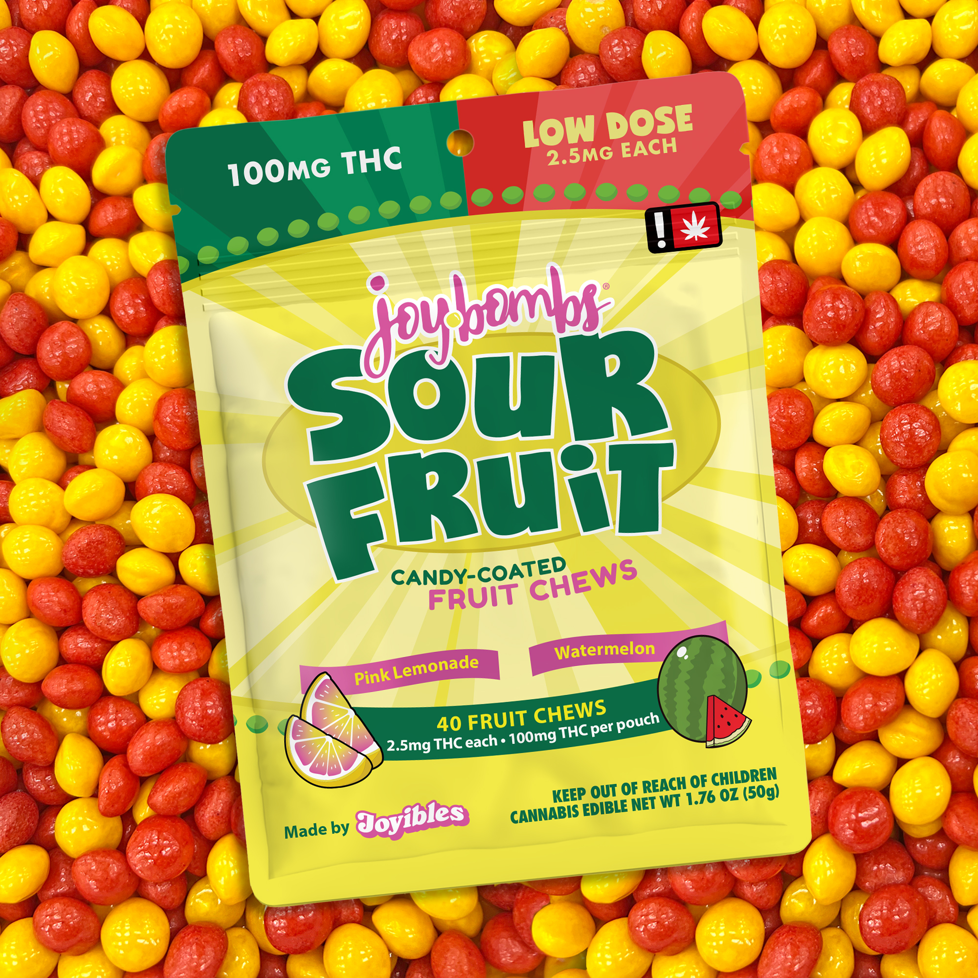 Joy Bombs Sour Fruit - 100mg THC (40pk / 2.5mg THC ea)