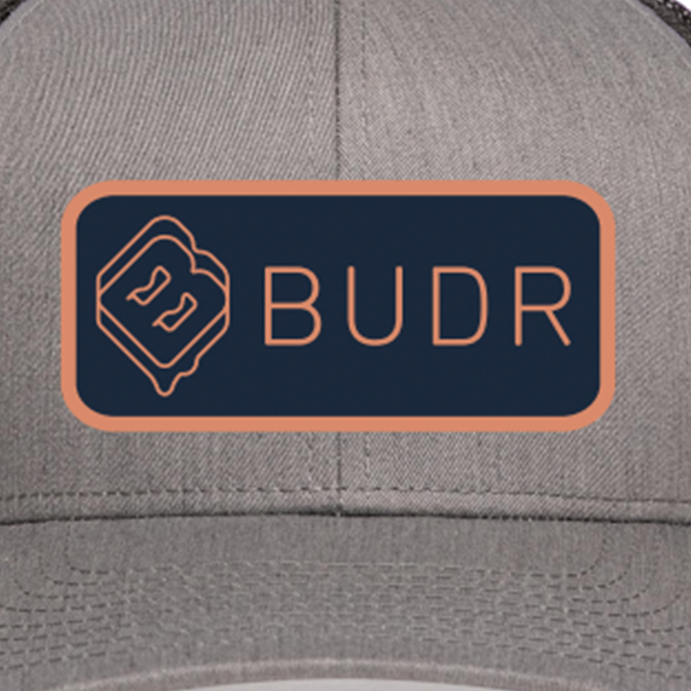 Budr Black & Grey Mesh Hat- Budr Patch Design