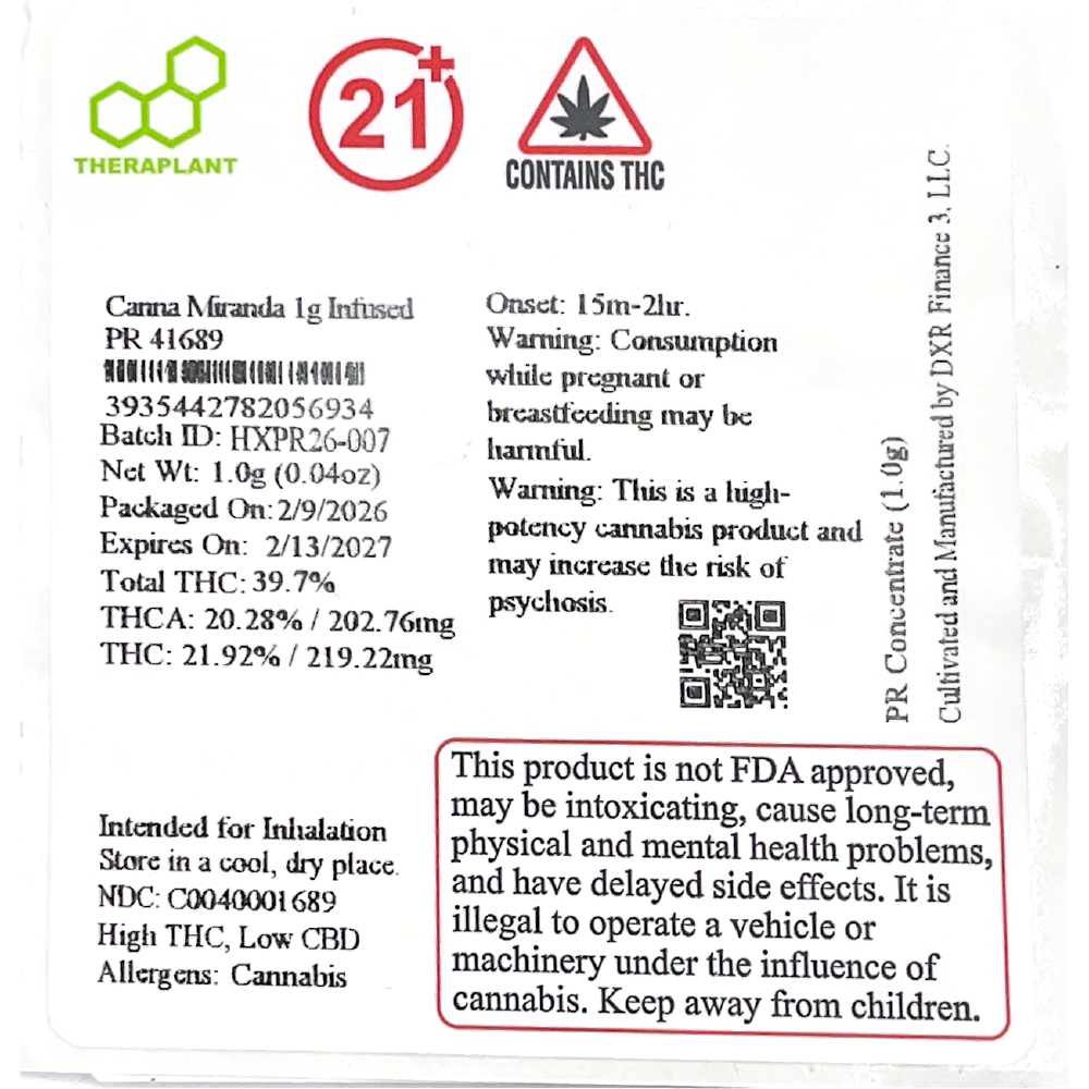 Shop Canna Miranda 1g Infused PR 41689 | Bluepoint Wellness