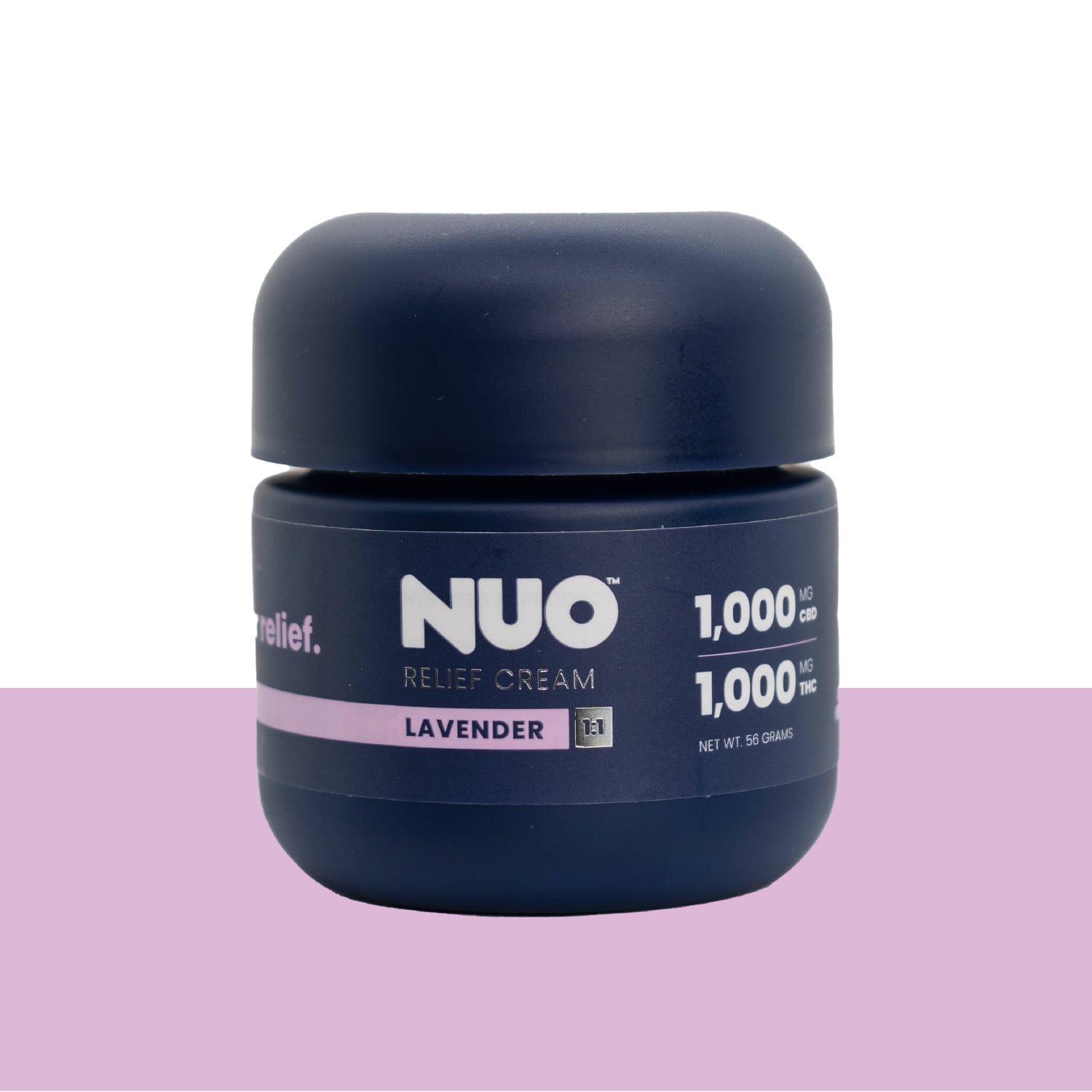 NUO | Topicals | Relief Cream Lavender 1:1 (1000 mg CBD : 1000 mg THC) | 56 g