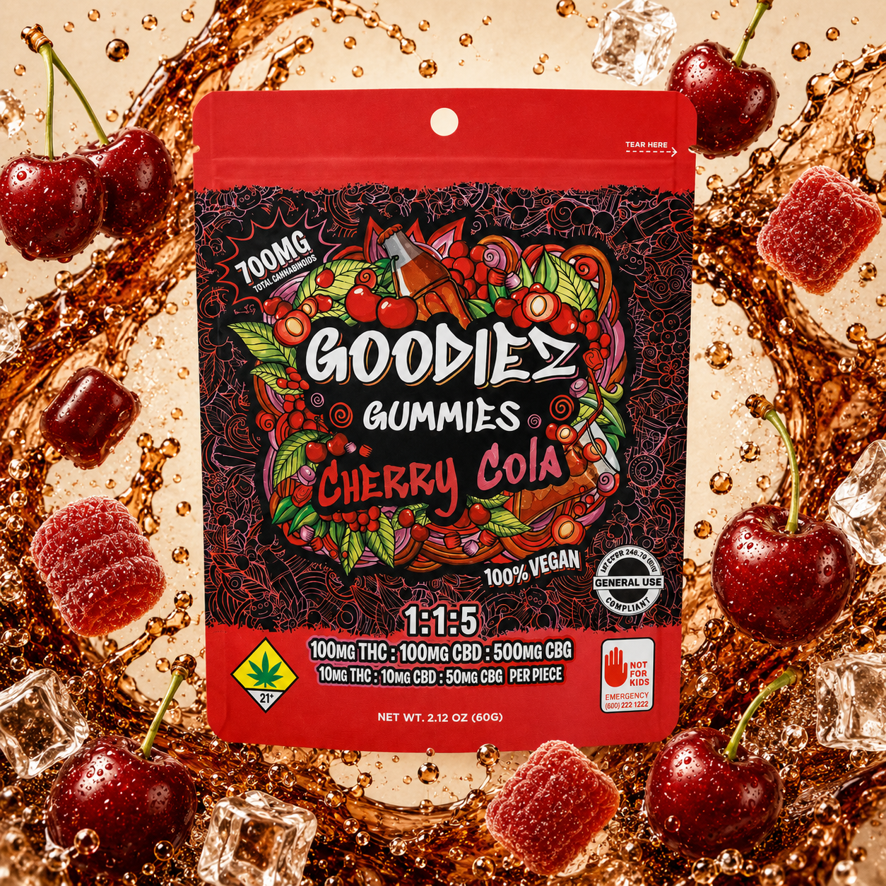 1:1:5 Cherry Cola [10pk] (100mg THC/100mg CBD/500mg CBG)