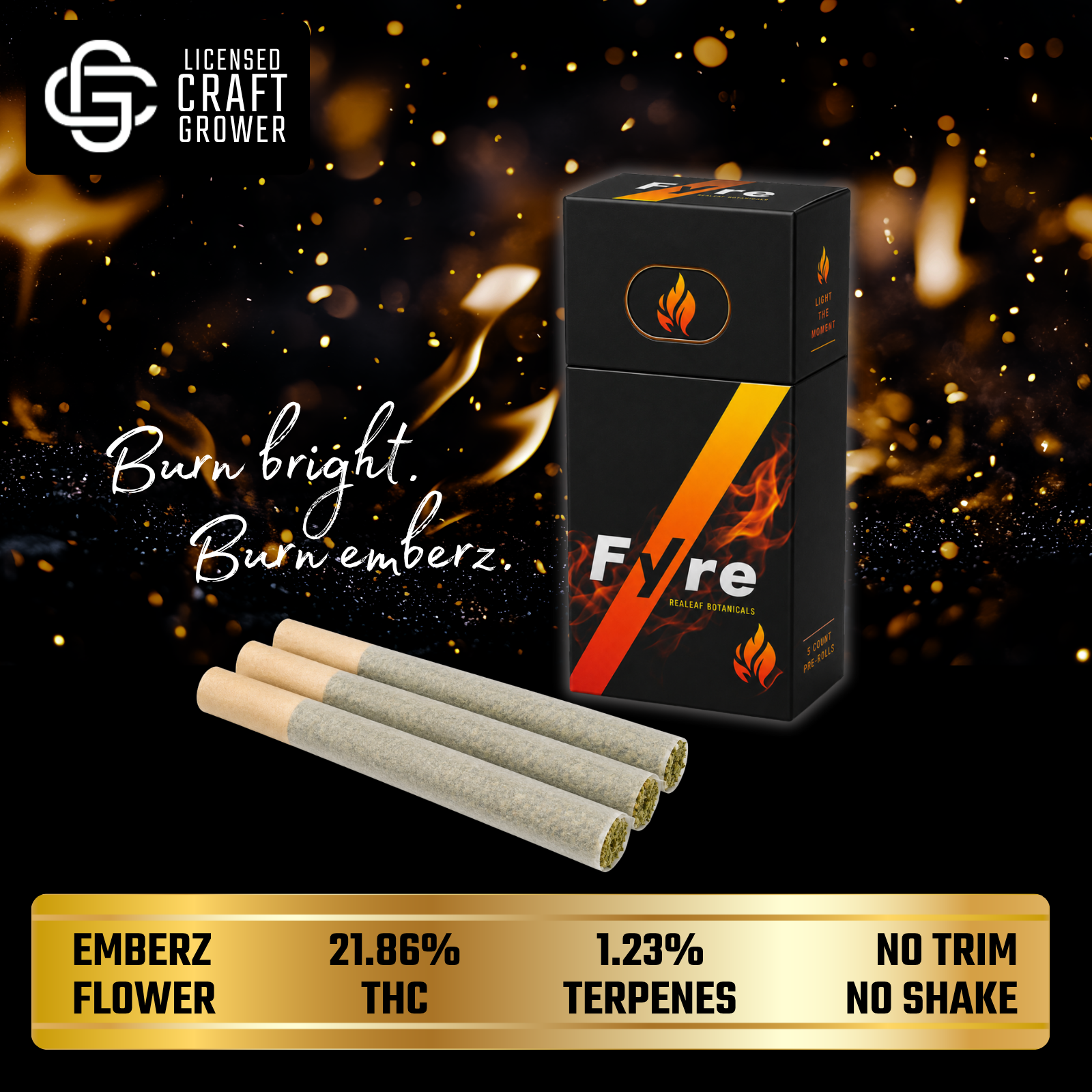 Fyre OG Uninfused Emberz Pre-Rolls 3-Pack 3.0g
