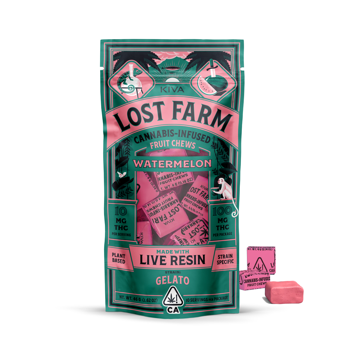 10mg Lost Farm 'Gelato x Watermelon' Live Resin Chews 100mg THC total