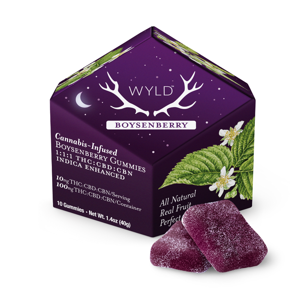 Boysenberry 1:1:1 CBD:CBN + Indica Enhanced Gummies | 100mg THC:CBD:CBN
