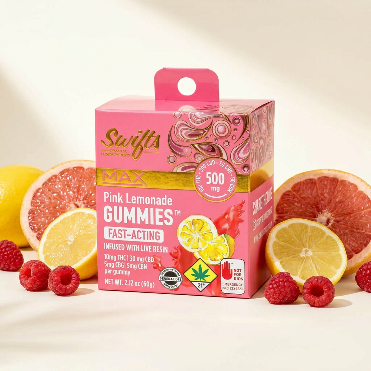 Pink Lemonade [10pk] (300mg CBD/100mg THC/50mg CBN/50mg CBG)