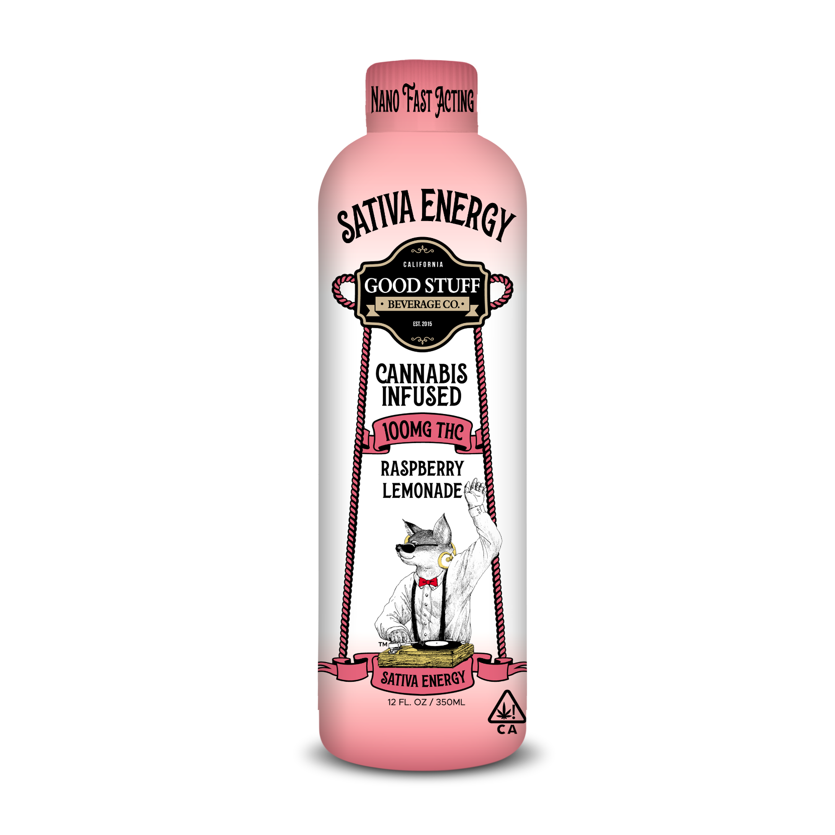 Raspberry Lemonade Sativa Energy 100MG 12oz Bottle Good Stuff