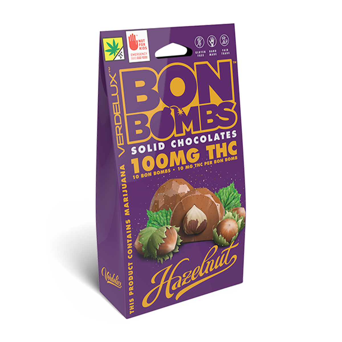 Chocolate BON BOMBS Hazelnut Dark (DOHC) Edibles - 10pk 100mg THC