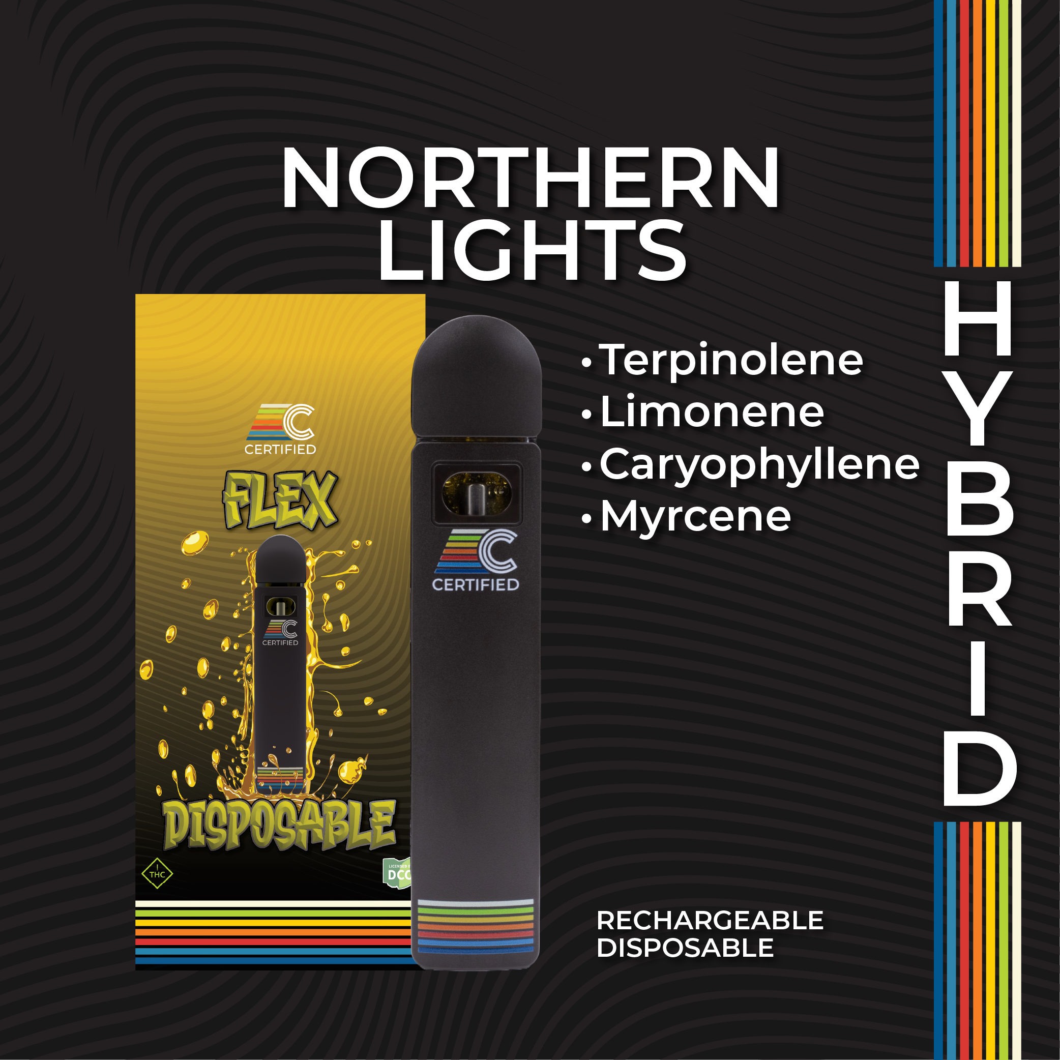 専用CRDH60%DGN35%リキッド 1ml Northern Lights Northern Lights [1g] | CERTIFIED | Flex Disposable