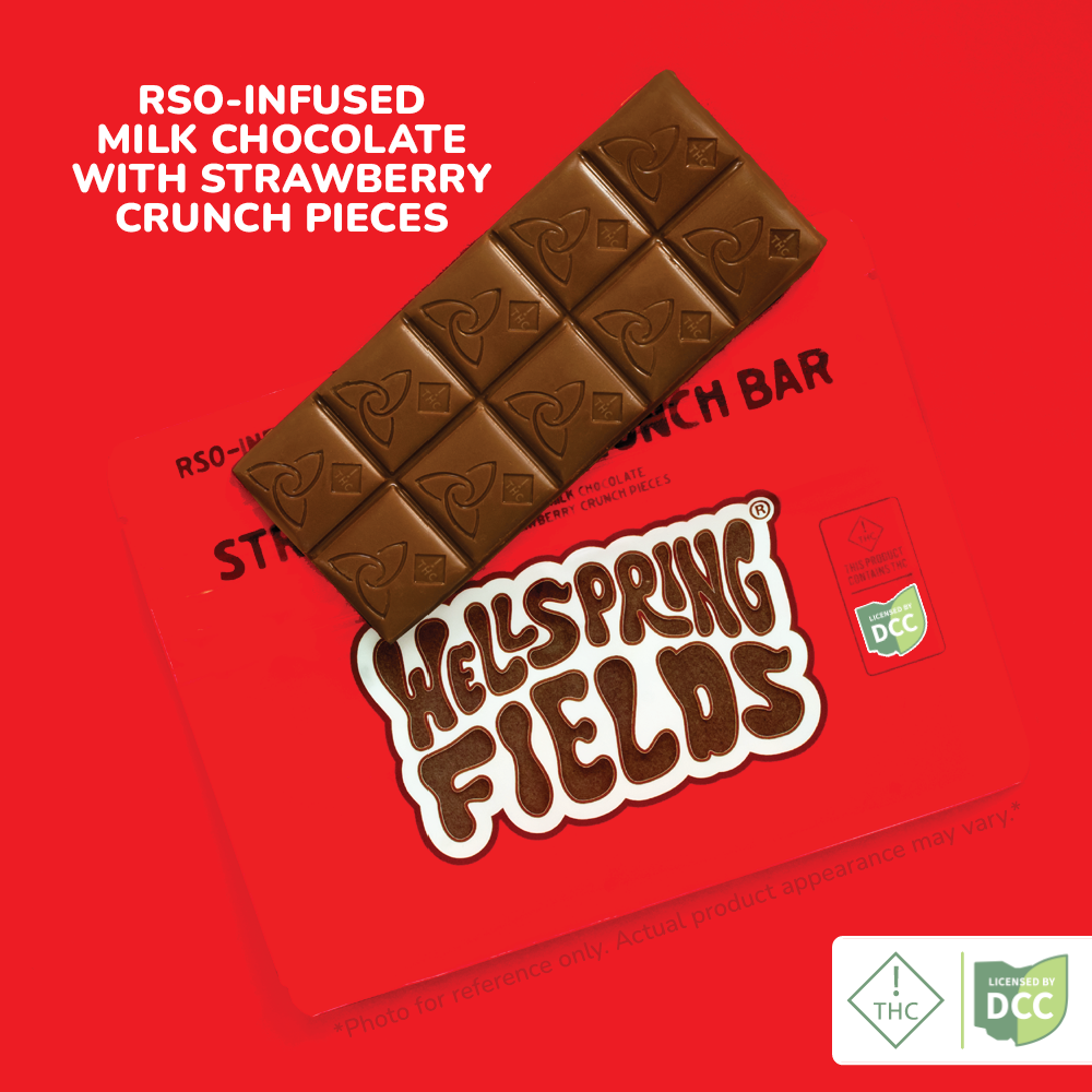 Wellspring Fields - Strawberry Crunch Bar - RSO Infused Chocolate - 90mg - 10pk