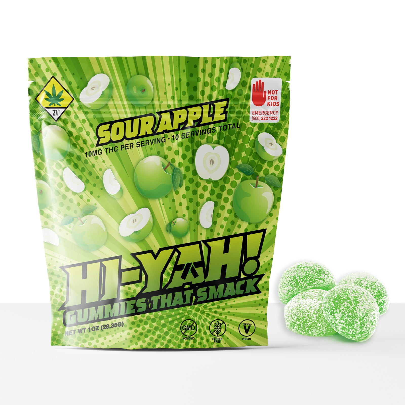 Sour Apple Rosin Gummies 100mg THC