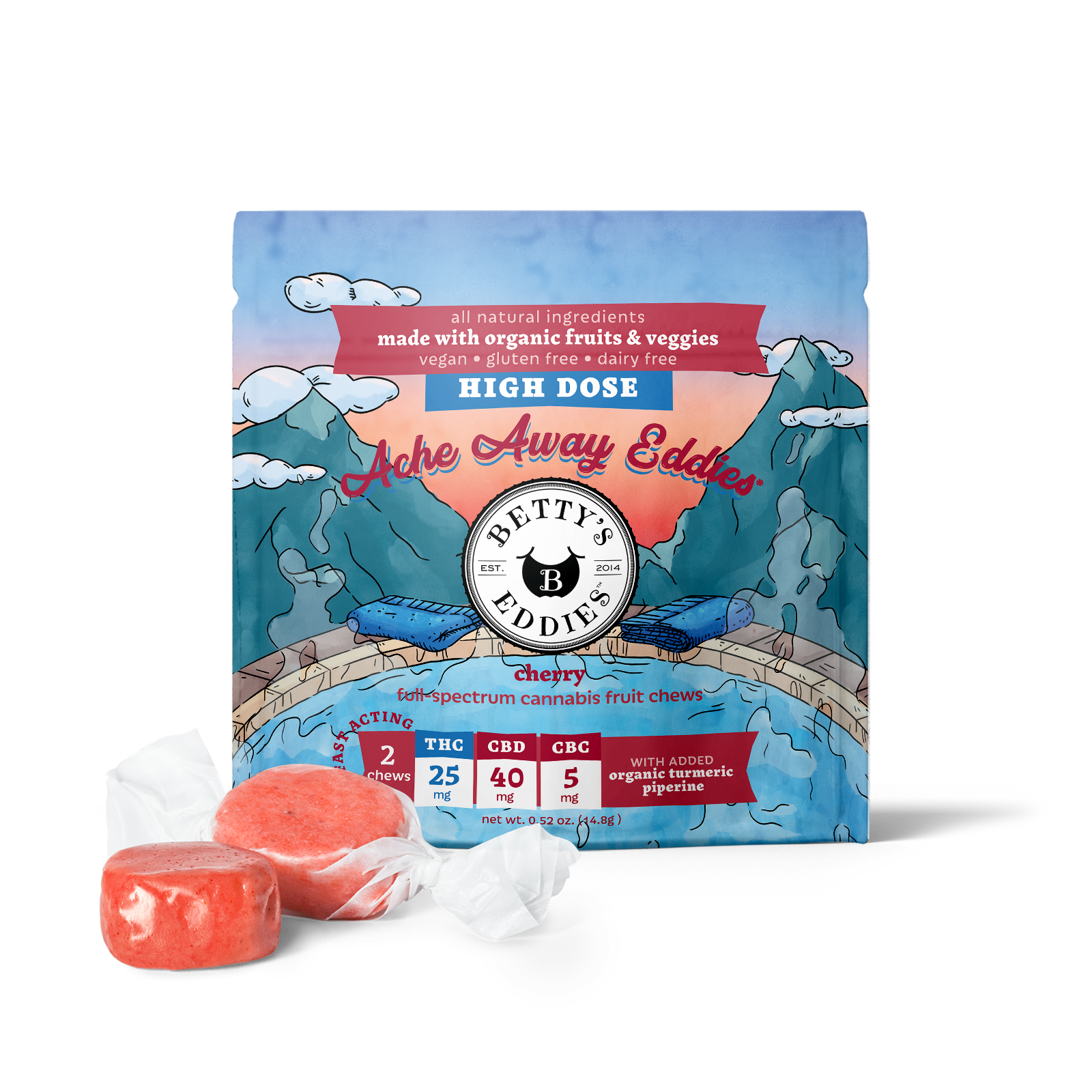 Achy Eddies - Cherry [2pk] (50mg THC/80mg CBD/10mg CBC)