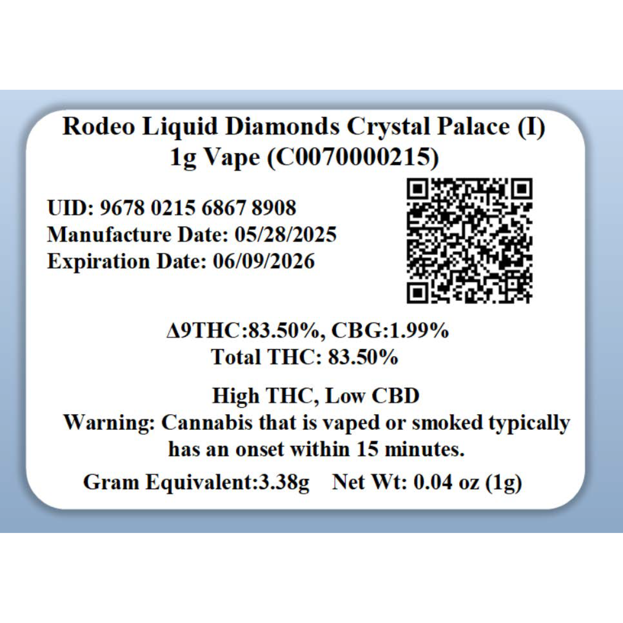 Shop Rodeo Liquid Diamonds Crystal Palace (I) 1g Vape (C0070000215) | Jane Shop Rodeo Liquid Diamonds Crystal Palace (I) 1g Vape (C0070000215) | Jane