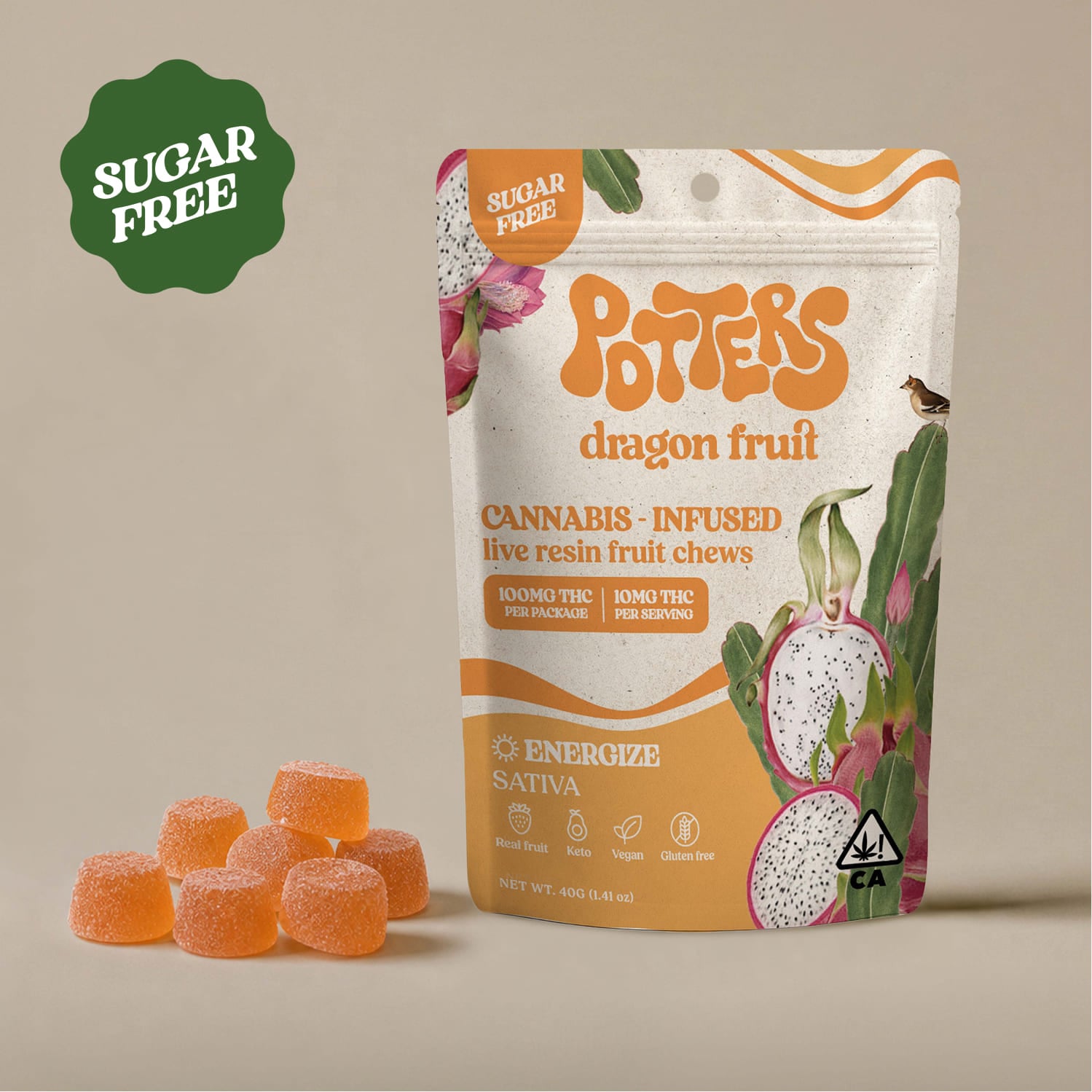Dragon Fruit | Sugar-Free Live Resin Fruit Chews | 100mg THC | 10pk