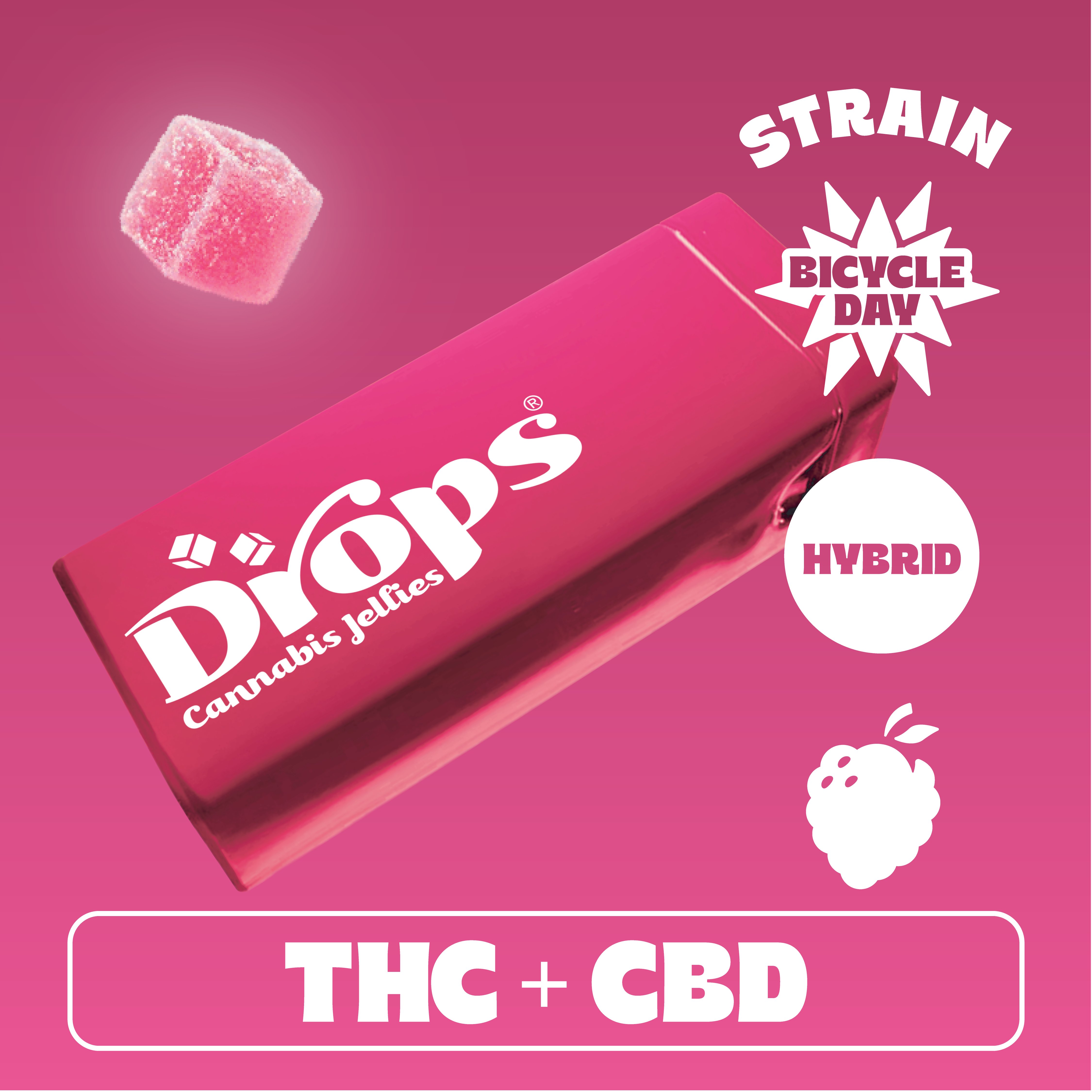 Raspberry - 20pc - Bicycle Day - Hybrid (100mg THC + 50mg CBD)