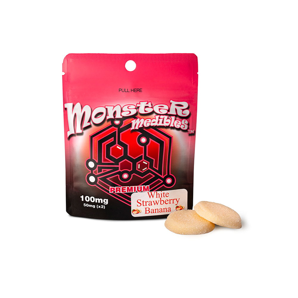 White Strawberry Banana [2pk] (100mg) Monster Xtracts Gummies Jane