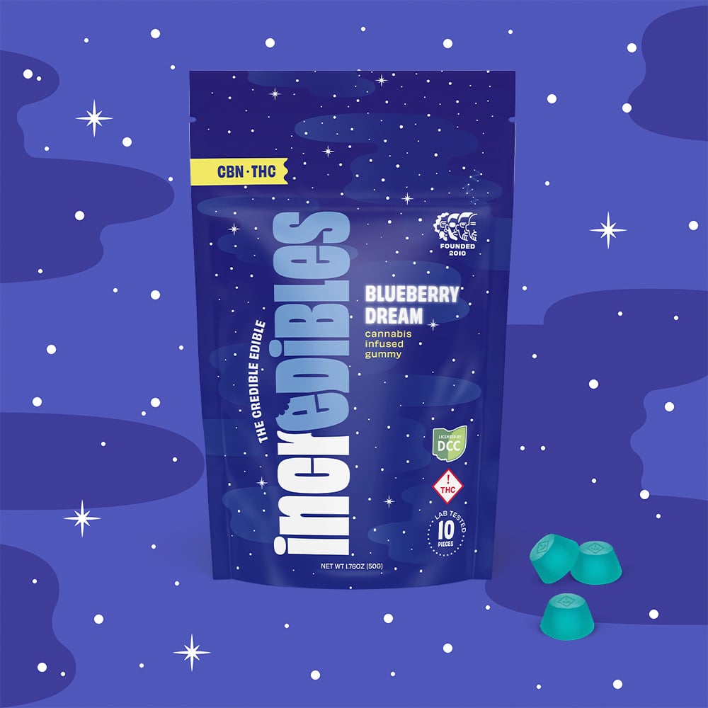 INCREDIBLES - BLUEBERRY DREAM + CBN - GUMMIES - [100MG THC / 20MG CBN] - 10PK