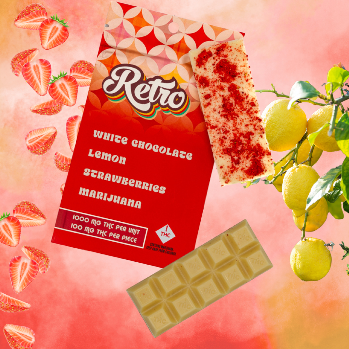 White Chocolate. Lemon. Strawberries. Marijuana - 1000mg THC