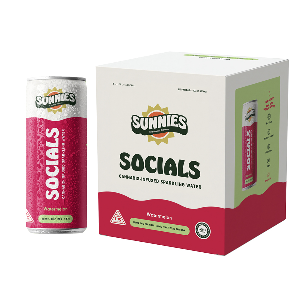 Socials - Watermelon Sparkling Water - 4pk - 40mg