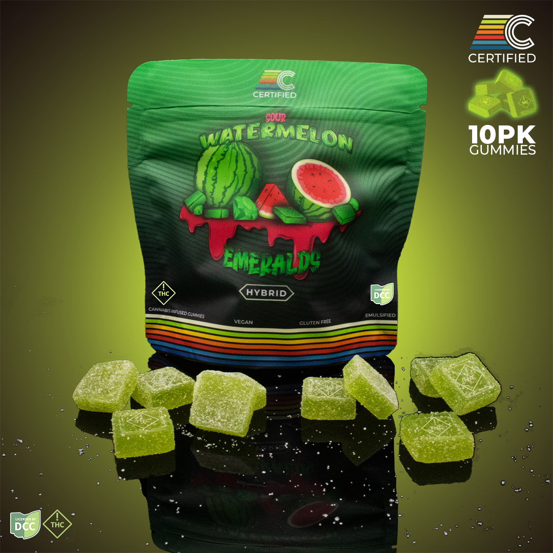 Certified Cultivators - Sour Watermelon Emeralds - Gummies - 100mg - 10pk