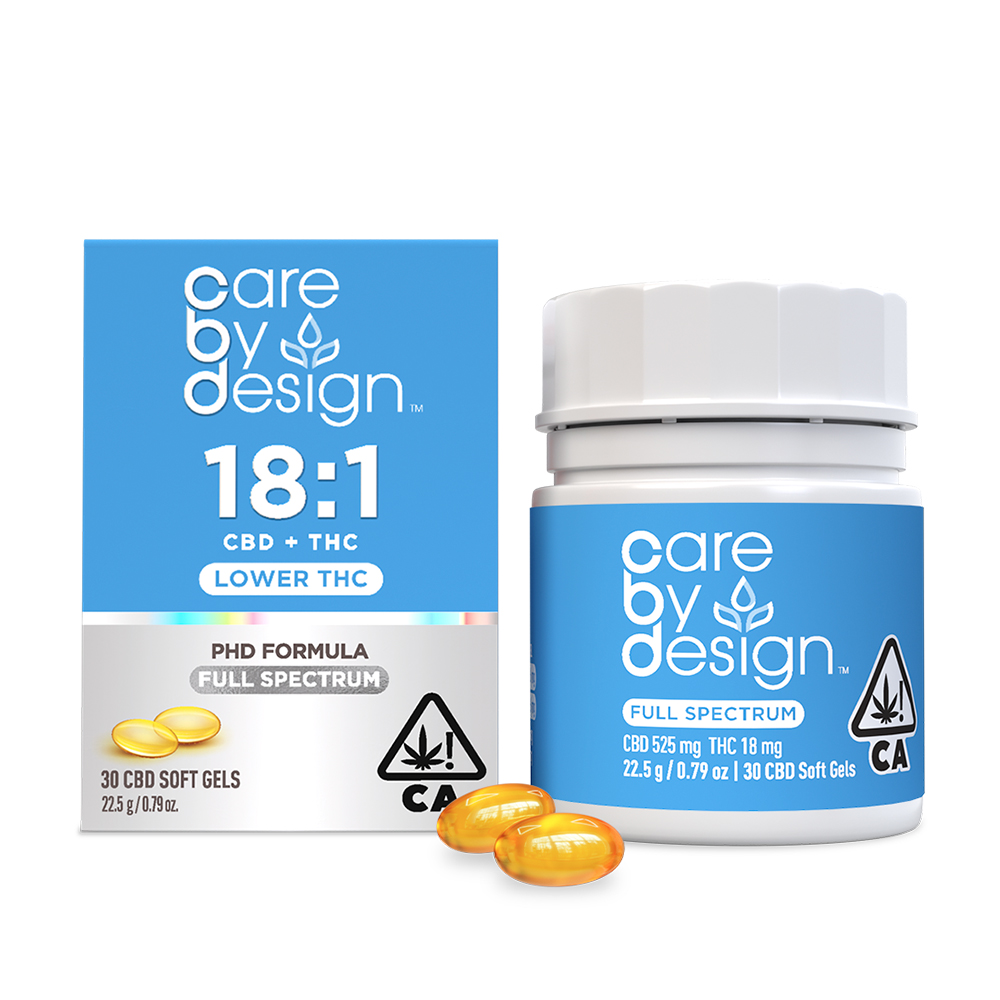 Care By Design | 18:1 Full Spectrum CBD Soft Gels 18mg THC 30ct