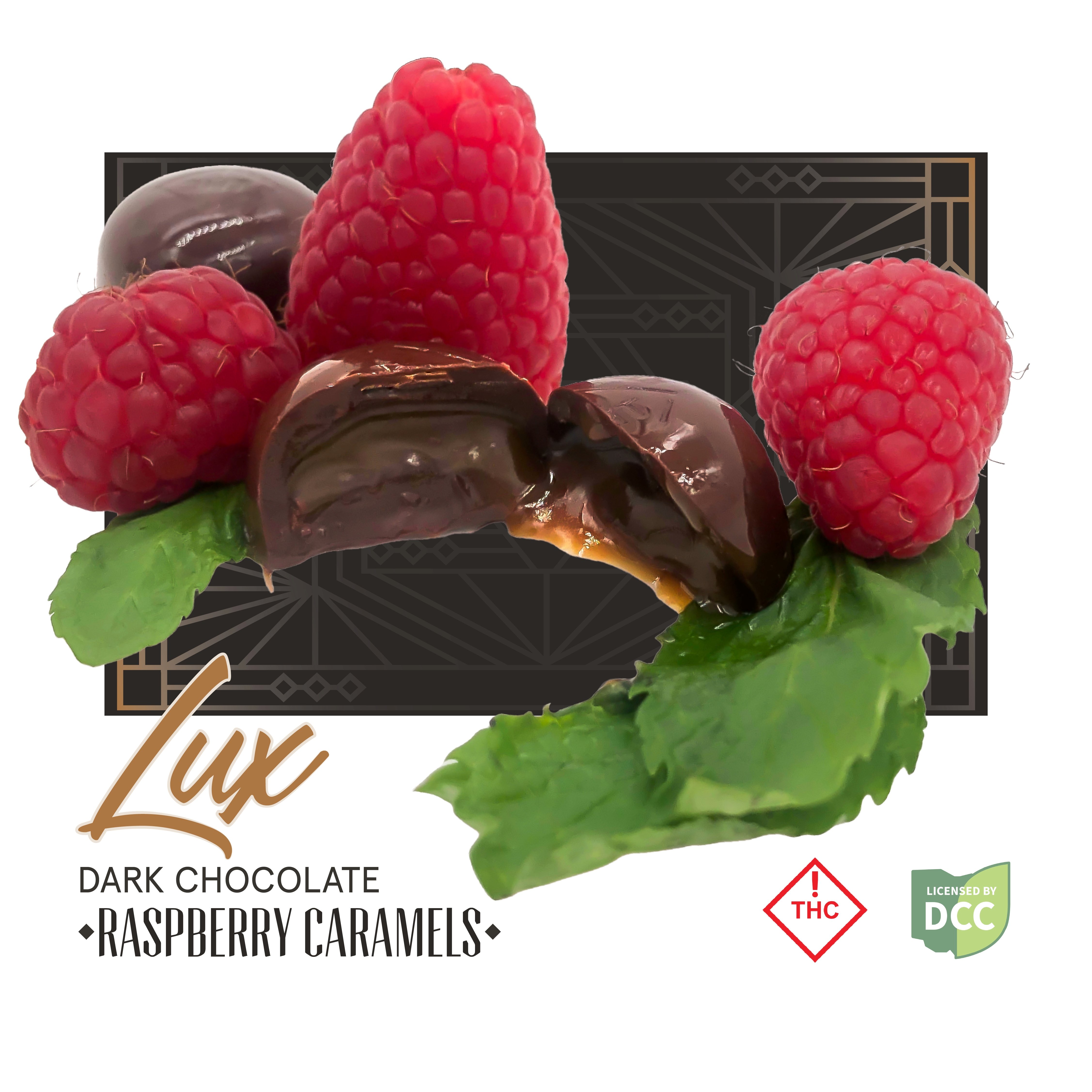 LUX - DARK CHOCOLATE RASPBERRY CARAMEL - LIVE ROSIN CHOCOLATE - [100MG] - 5PK
