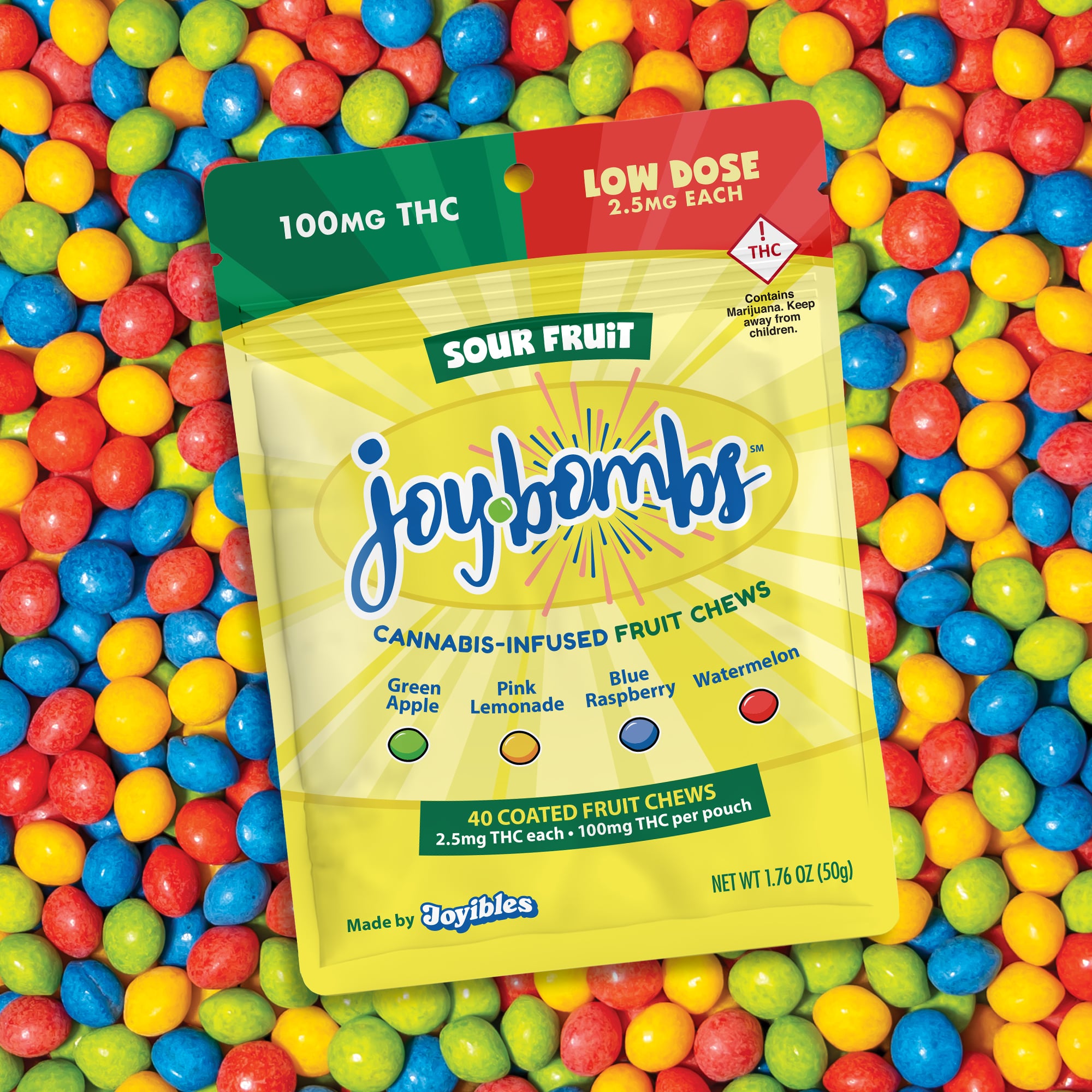 Joy Bombs Sour Fruit - 100mg THC (40pk / 2.5mg THC ea)