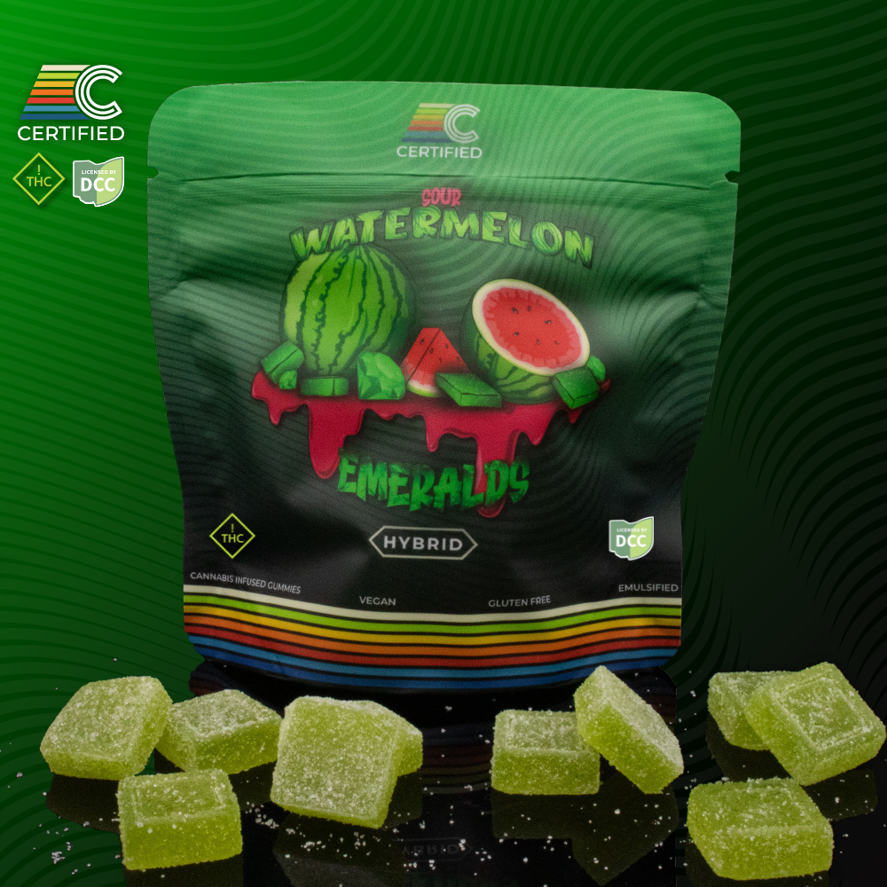CERTIFIED CULTIVATORS - SOUR WATERMELON EMERALDS - GUMMIES - [100MG] - 10PK