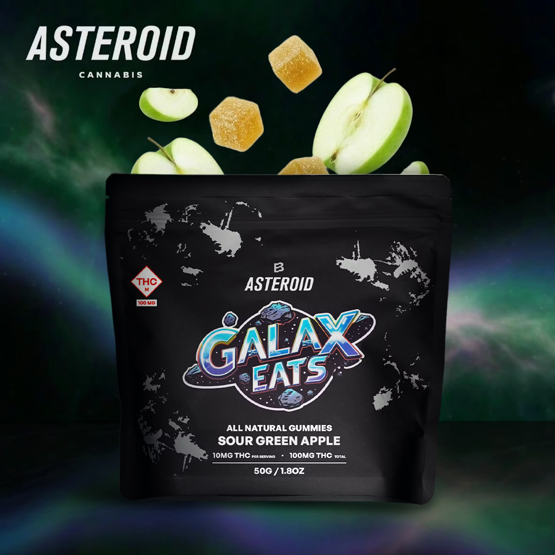 GalaxEats Medical Gummies Sour Green Apple (Sativa) T546.2mg- C0170000054