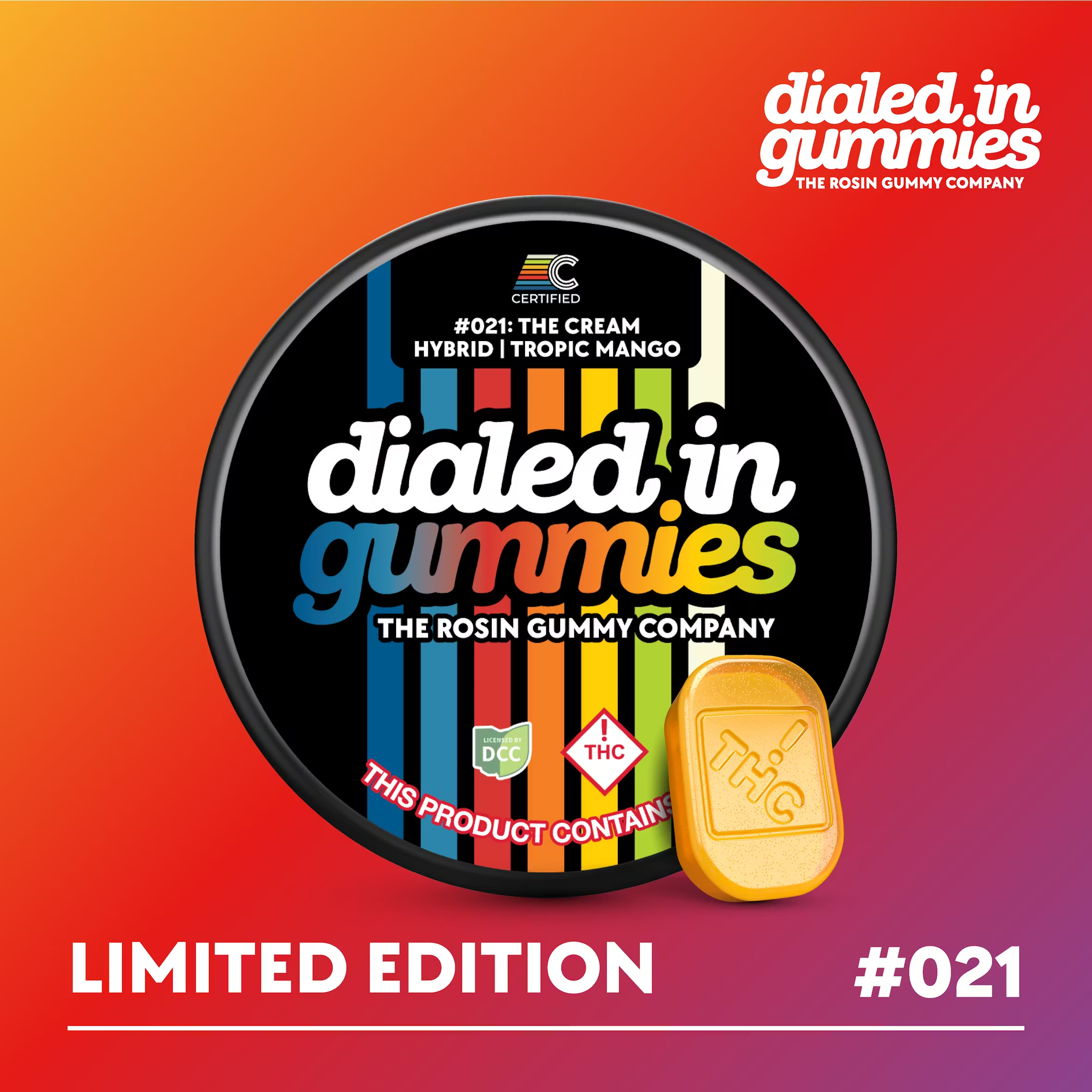 DIALED IN - TROPIC MANGO (THE CREAM) - ROSIN GUMMIES - [100MG] - 10PK - HYBRID