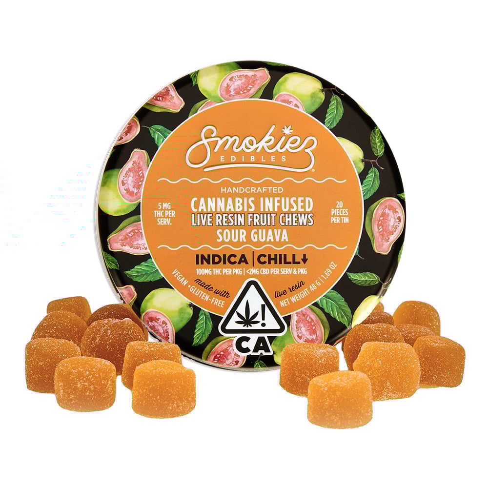 Sour Guava - Indica [20pk] (100mg) | Smokiez | Live Resin Fruit Chews
