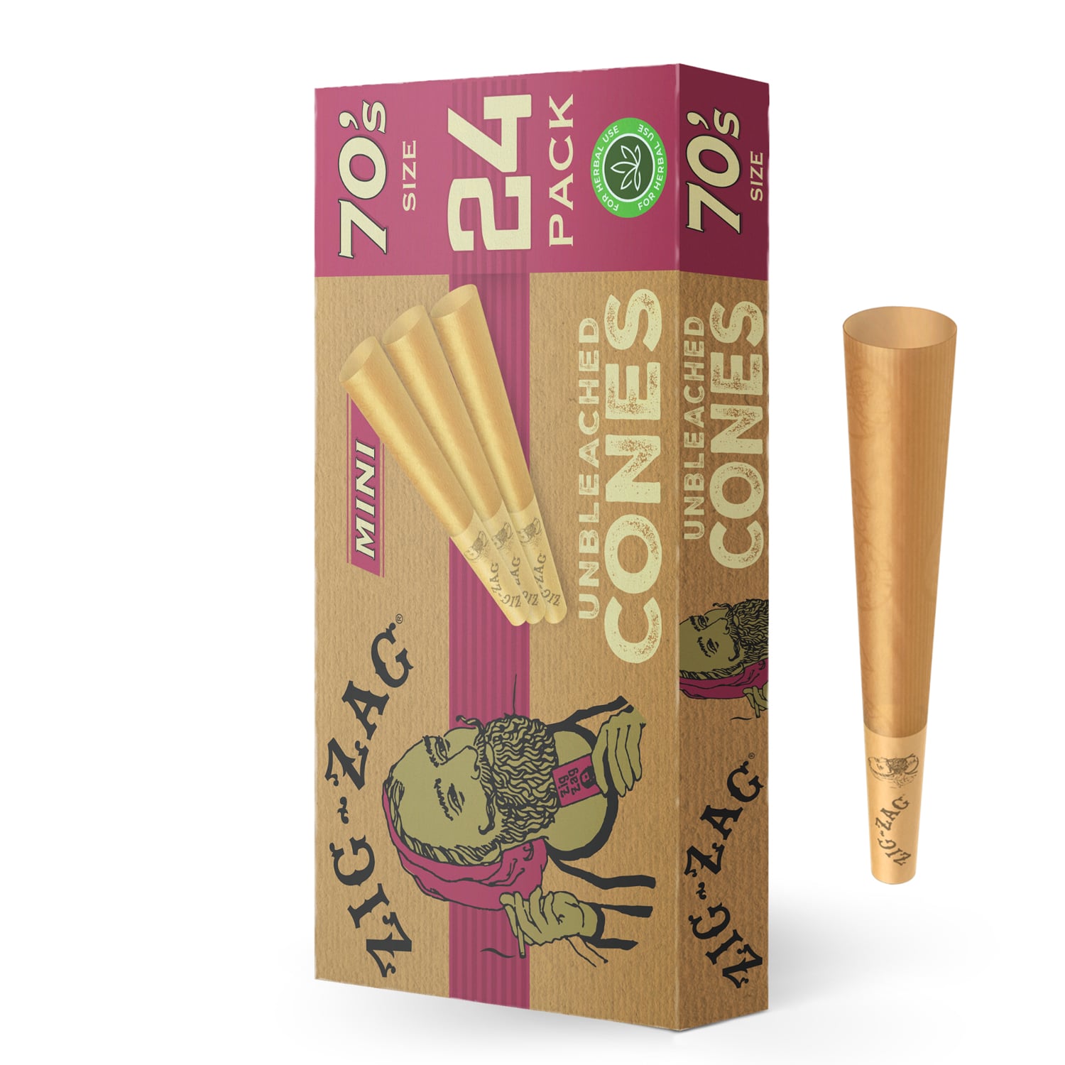 Unbleached Ultra Thin Mini Cones - 70mm [24pk]