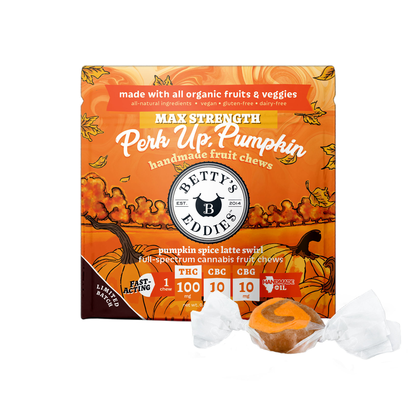 Perk Up, Pumpkin Spice Latte Swirl [1pk] (100mg THC/10mg CBC/10mg CBG)