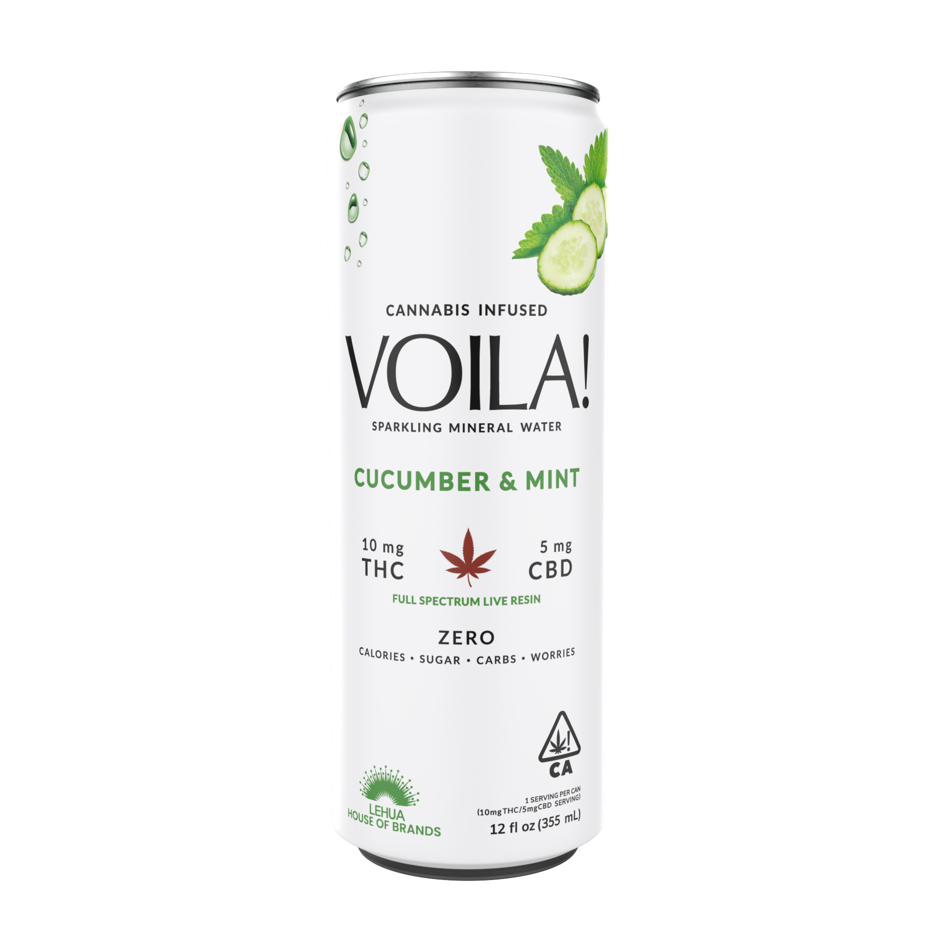 Voila Cucumber Mint Sparkling Mineral Water (10mg THC/5mg CBD)