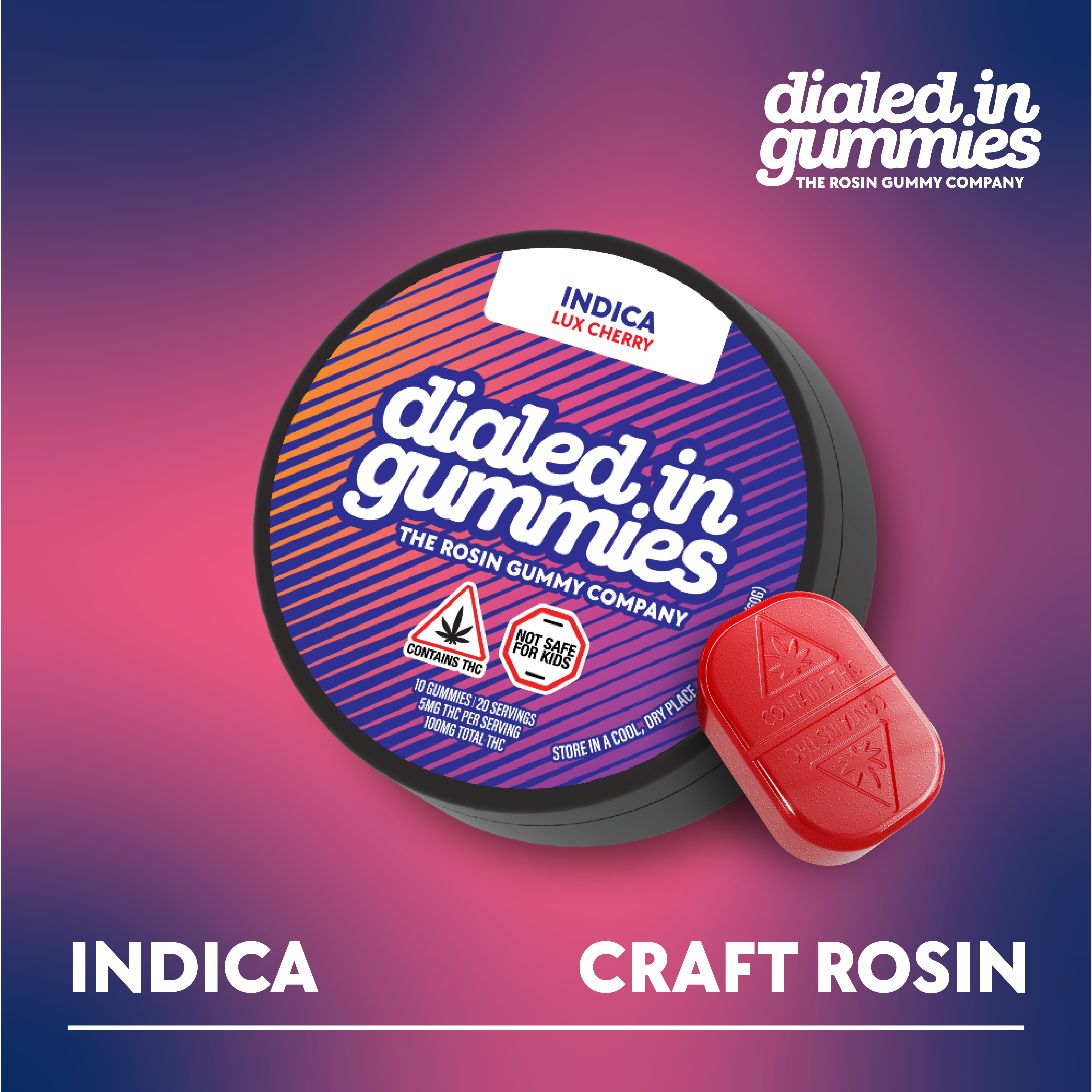 100mg - Lux Cherry  - Rosin Gummies (10pk - 20 Servings)
