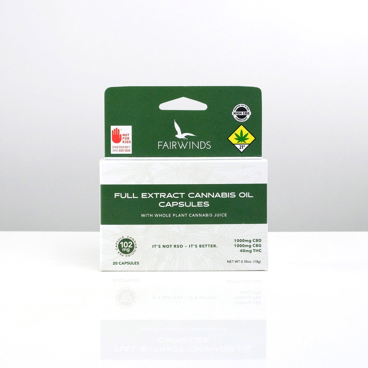 Full Extract Cannabis Oil [1000mg CBD, 1000mg CBG, 40mg THC] [20 serving] Fairwinds FECO