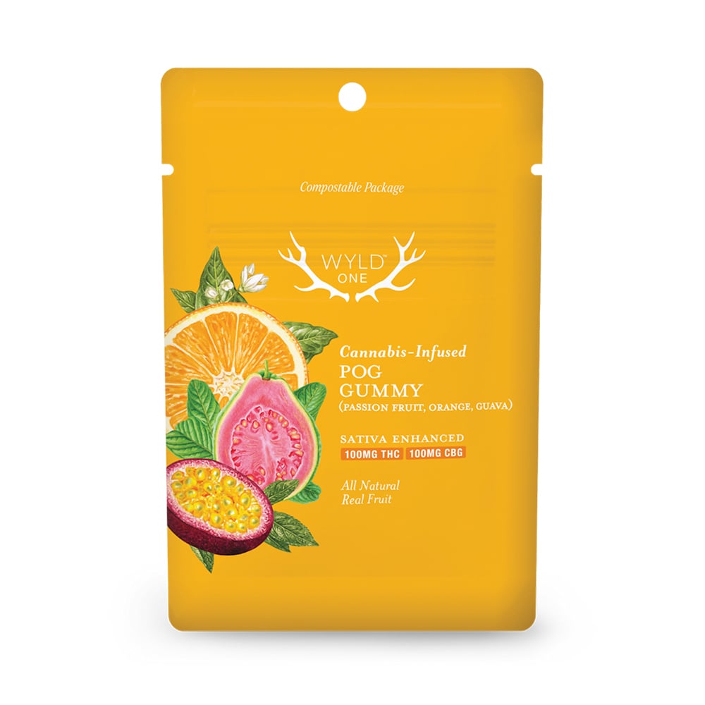 Wyld ONE: Passion Orange Guava 1:1 CBG + Sativa Gummy | 100mg THC:100mg CBG