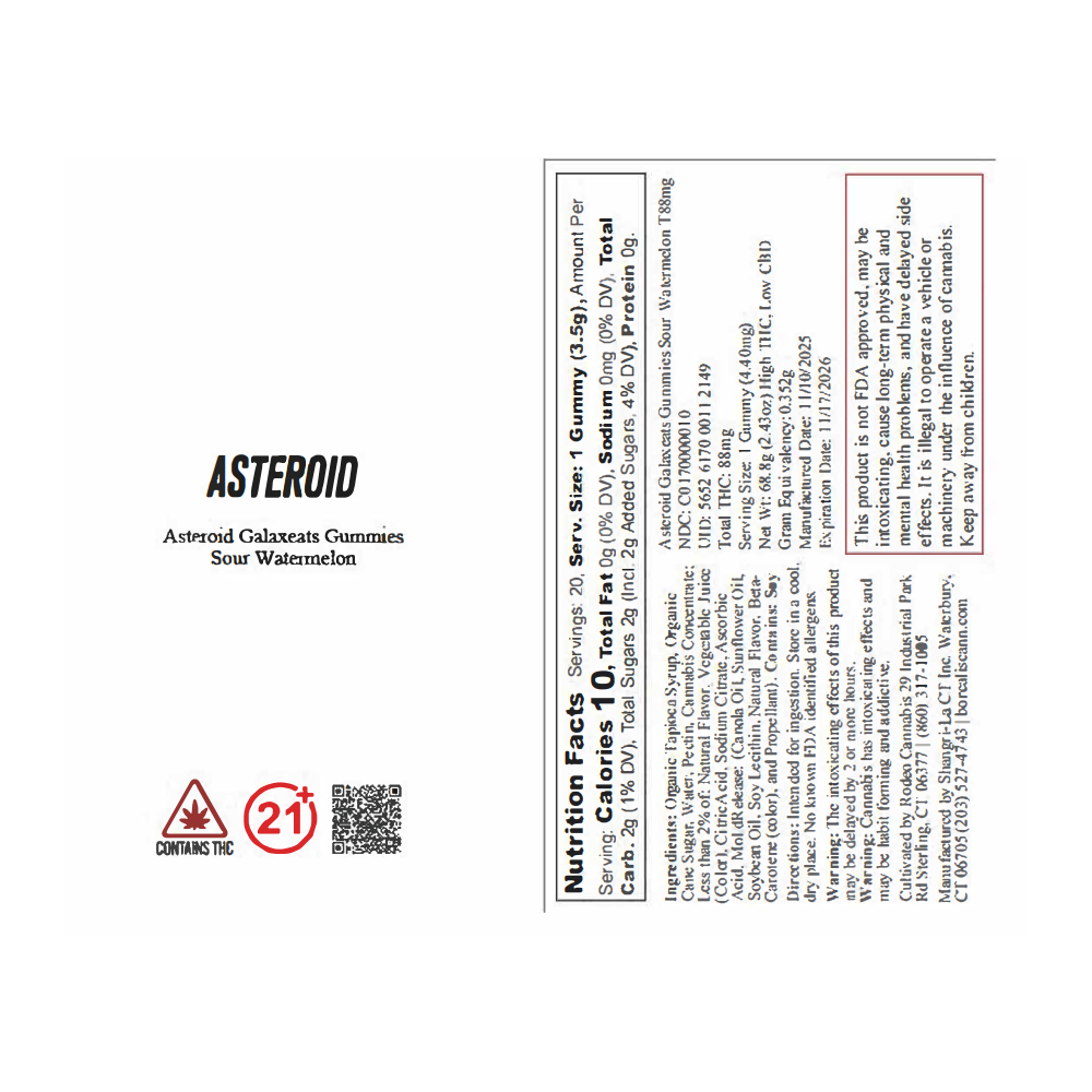 Asteroid Galaxeats Gummies Sour Watermelon T88mg - C0170000010