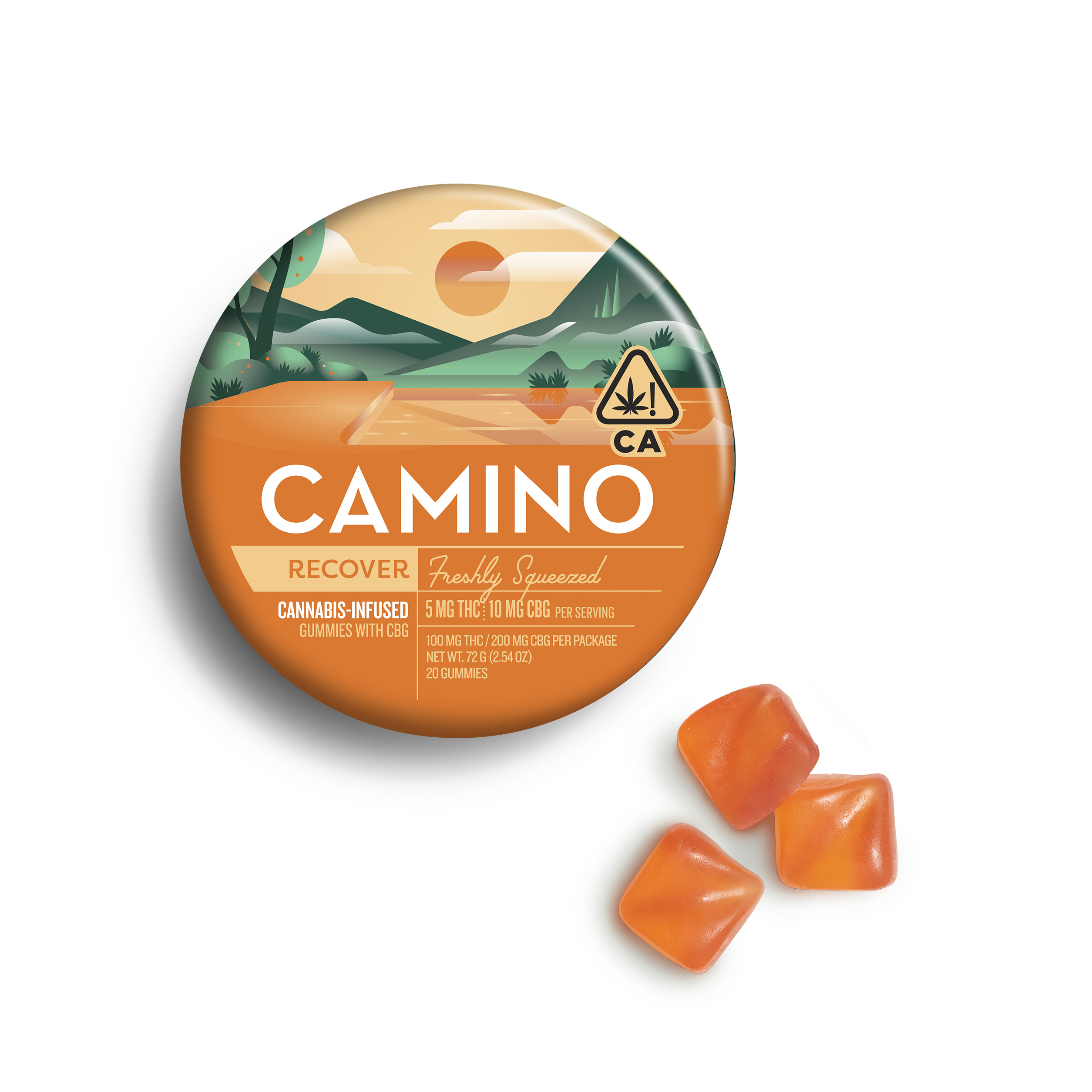 5mg : 10mg CBG Camino 'Recover' Freshly Squeezed Gummies 100mg THC and 200mg CBG total