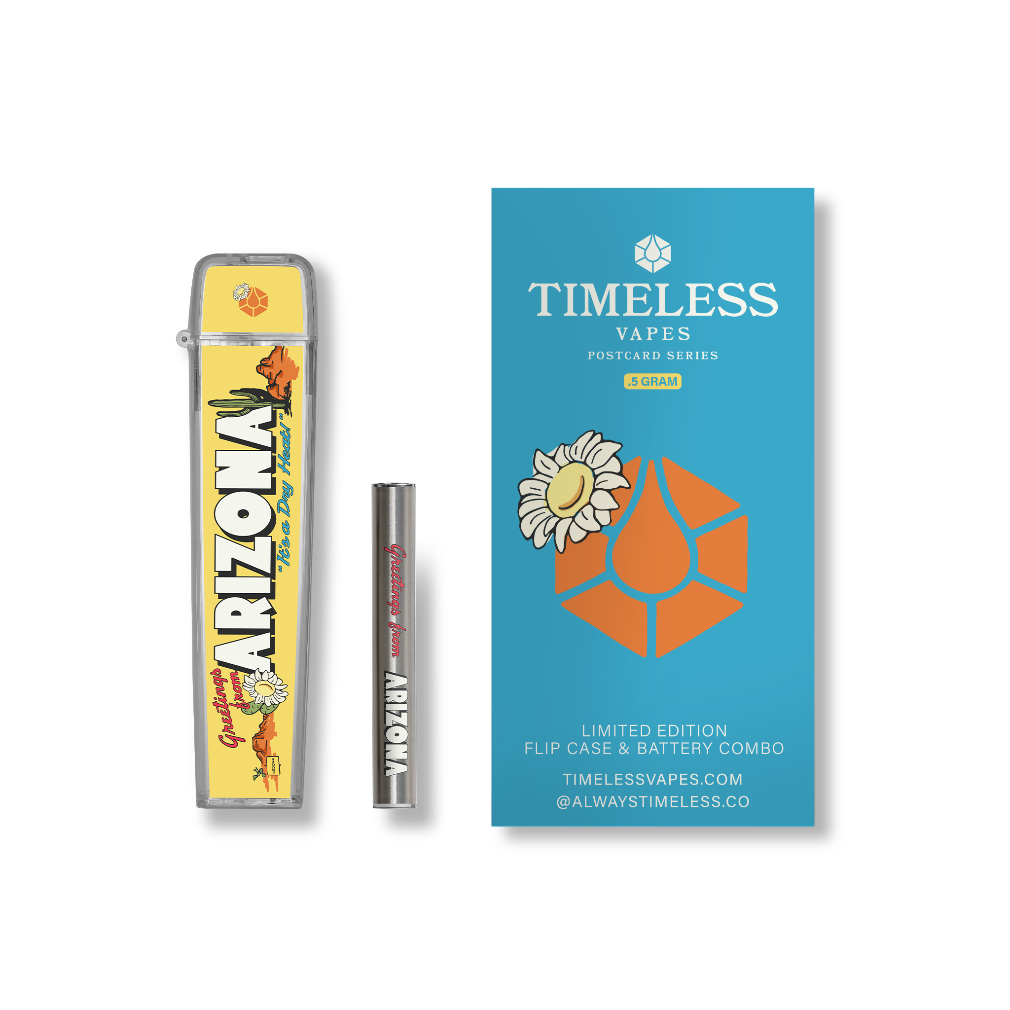 timeless vapes battery Shop Greetings From Arizona TV6 Battery and Flip Case Combo 500mg