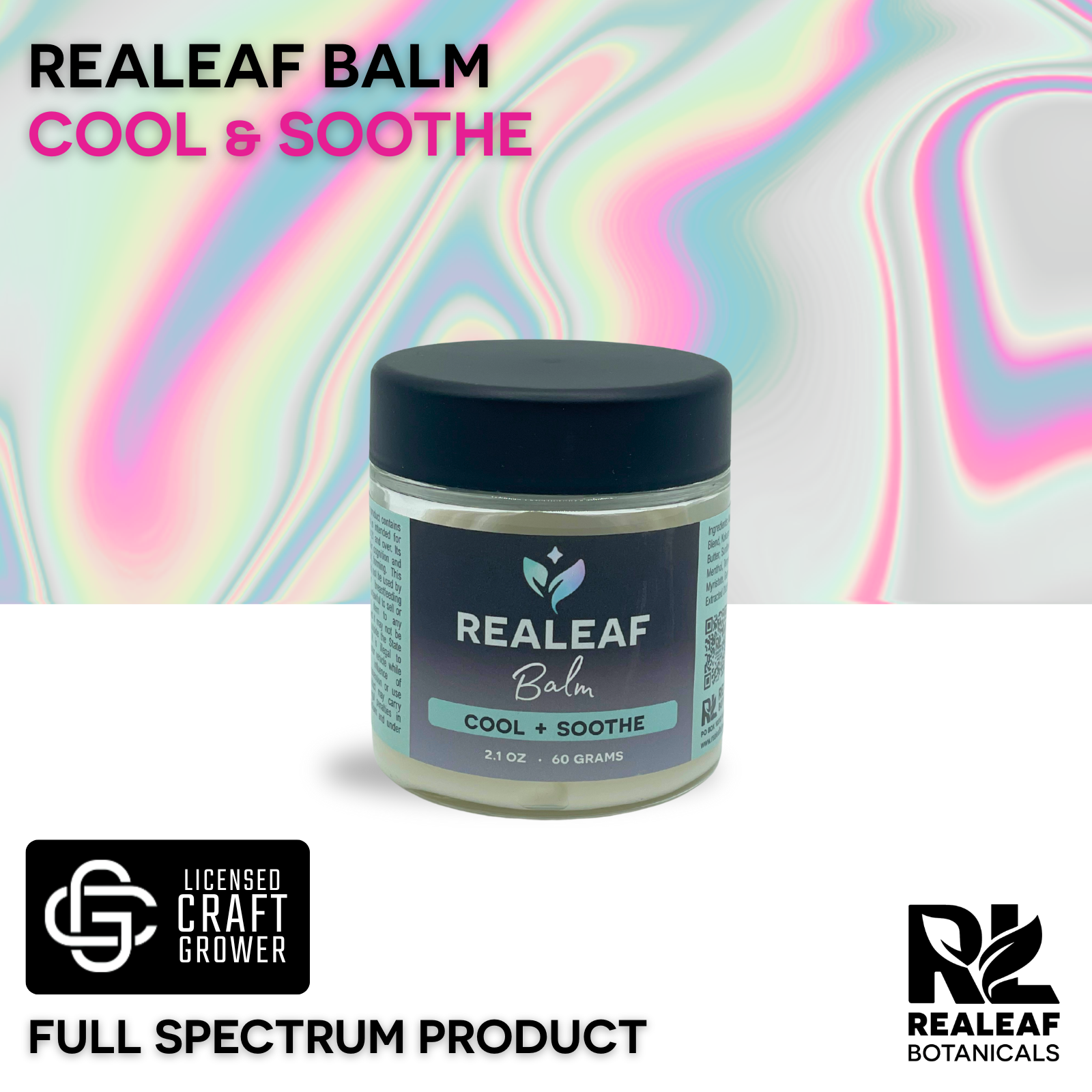 Realeaf Balm Cool + Soothe [2.1oz] (100mg THC/100mg CBD)